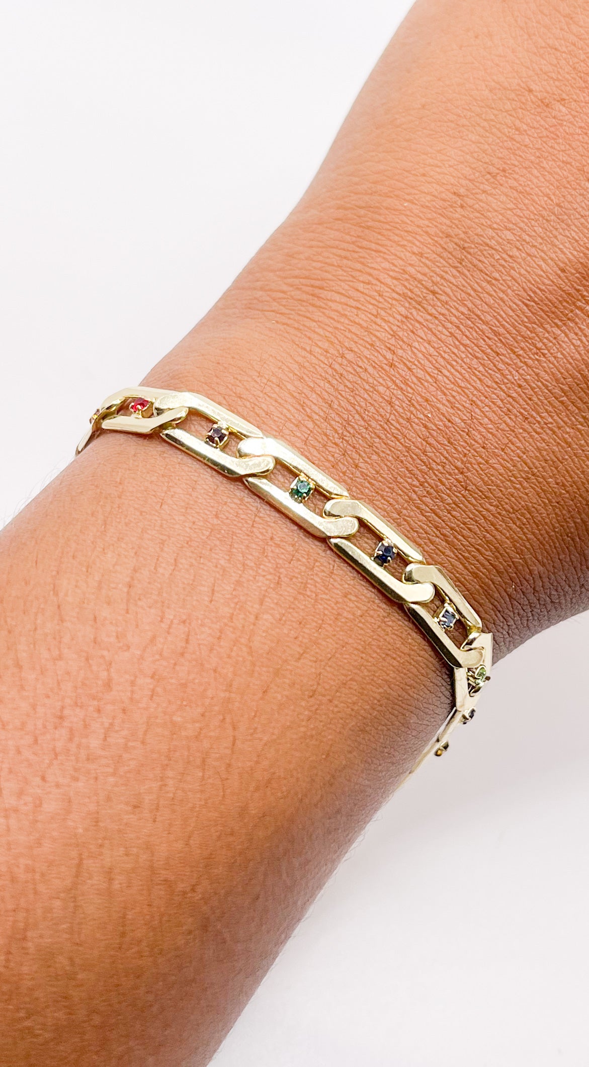 Thick Multi Gem Bracelet-18k Gold