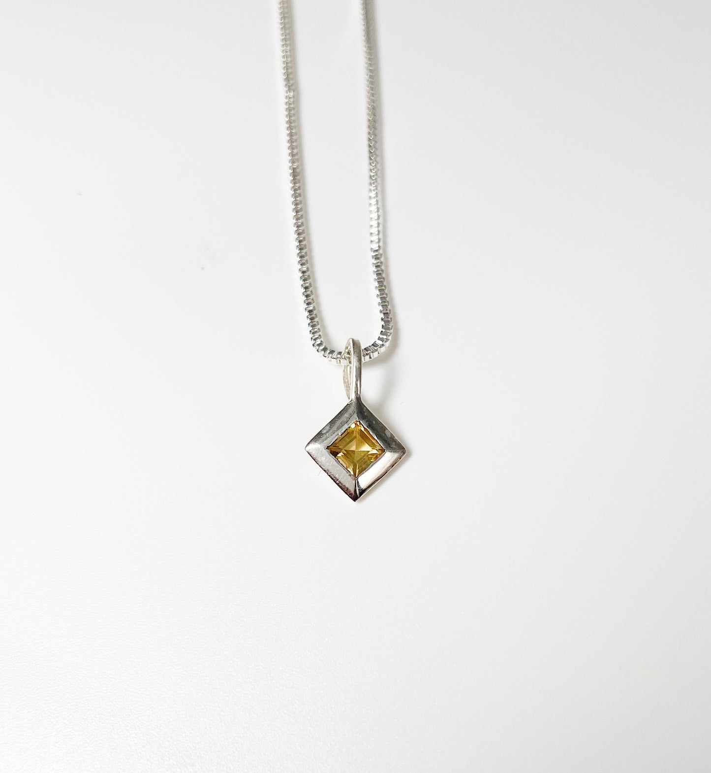 Dainty Citrine Pendant-Solid Sterling Silver