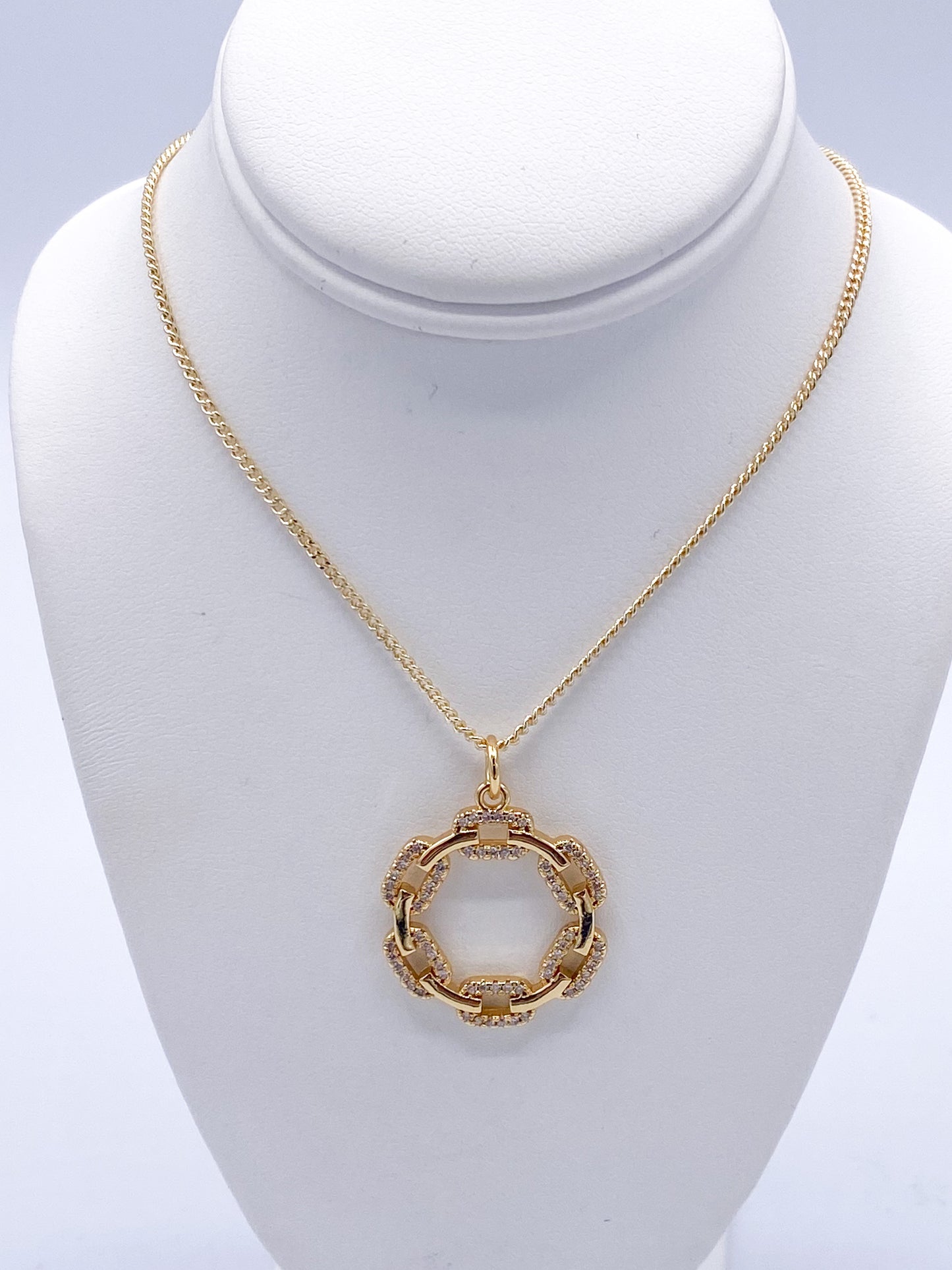 CZ Circle Necklace-18k Gold Filled