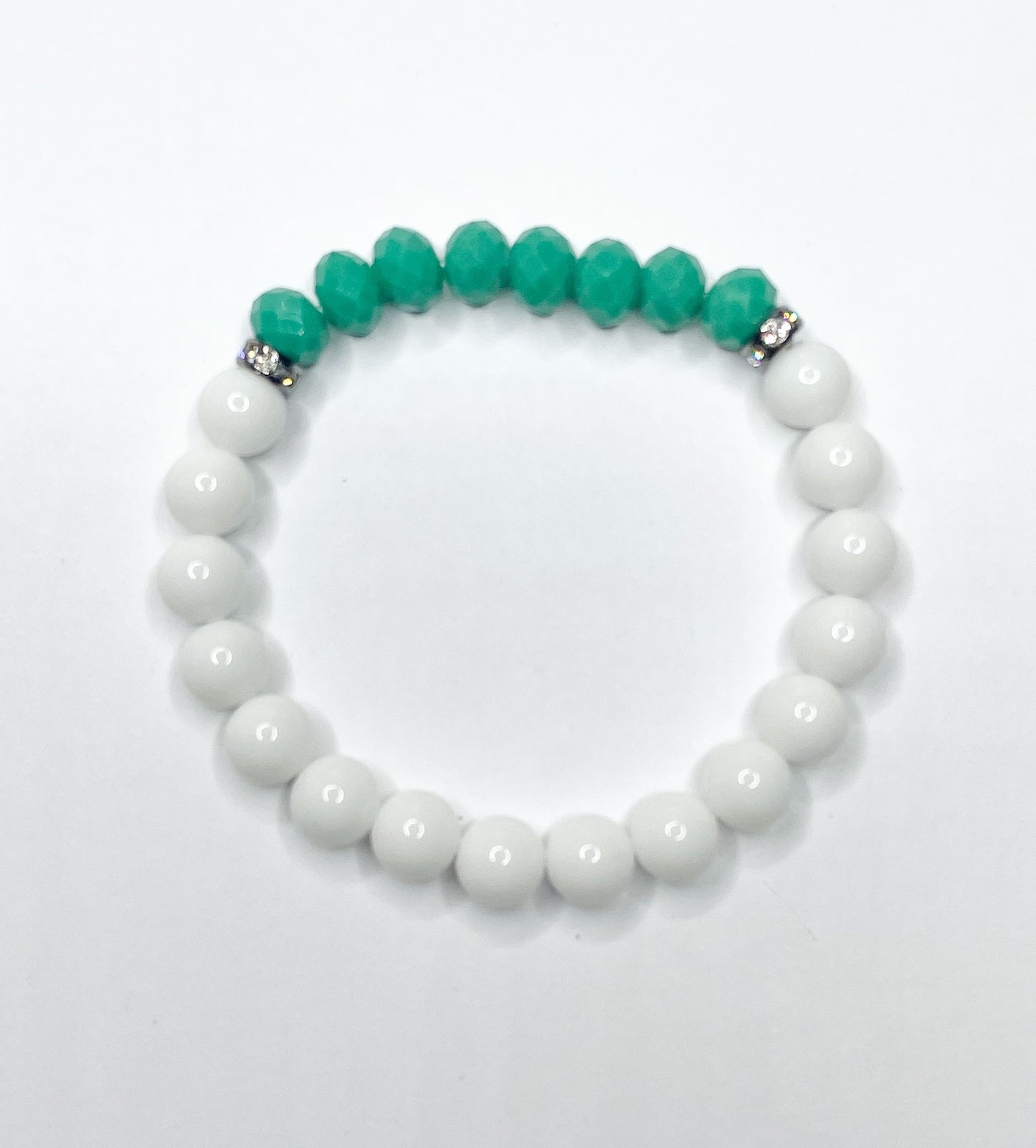 Emerald Quartz w/ White Agate Stretch Bracelet - 120