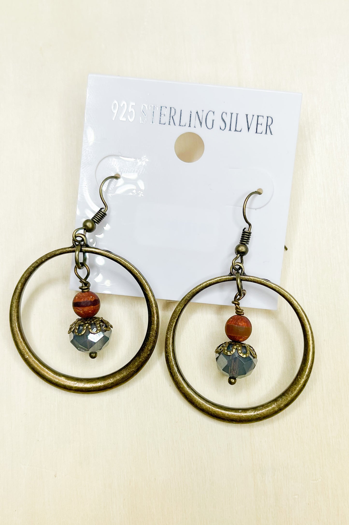 CIRCLE AND STONE DANGLE EARRINGS