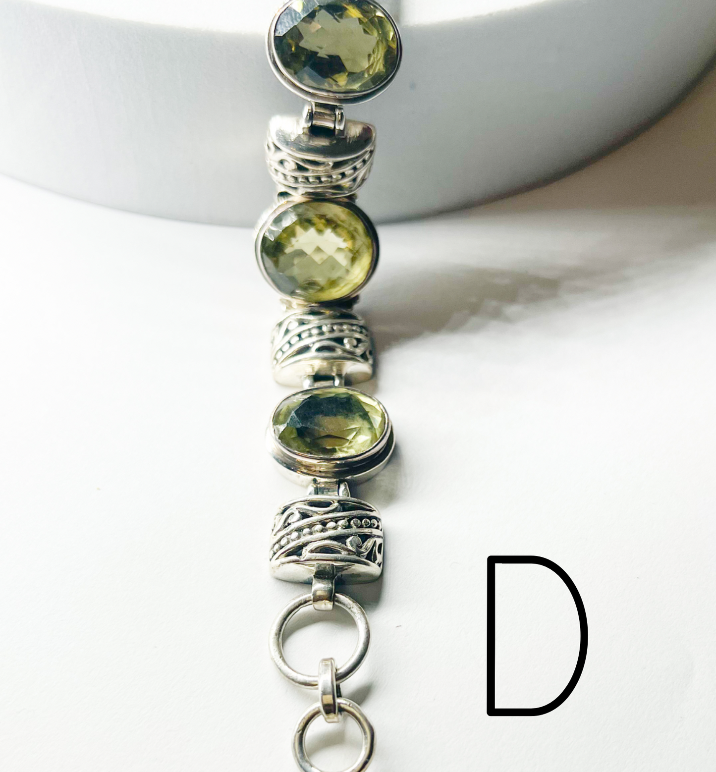 Gemstones Filagree Thick Bracelet-Solid Sterling Silver