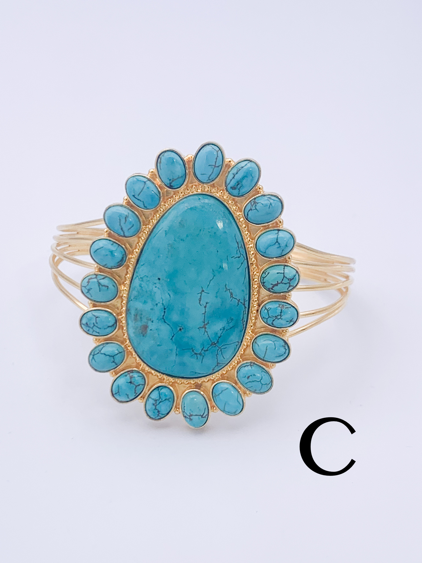 Turquoise Multi Band Cuff-18k Gold Plated