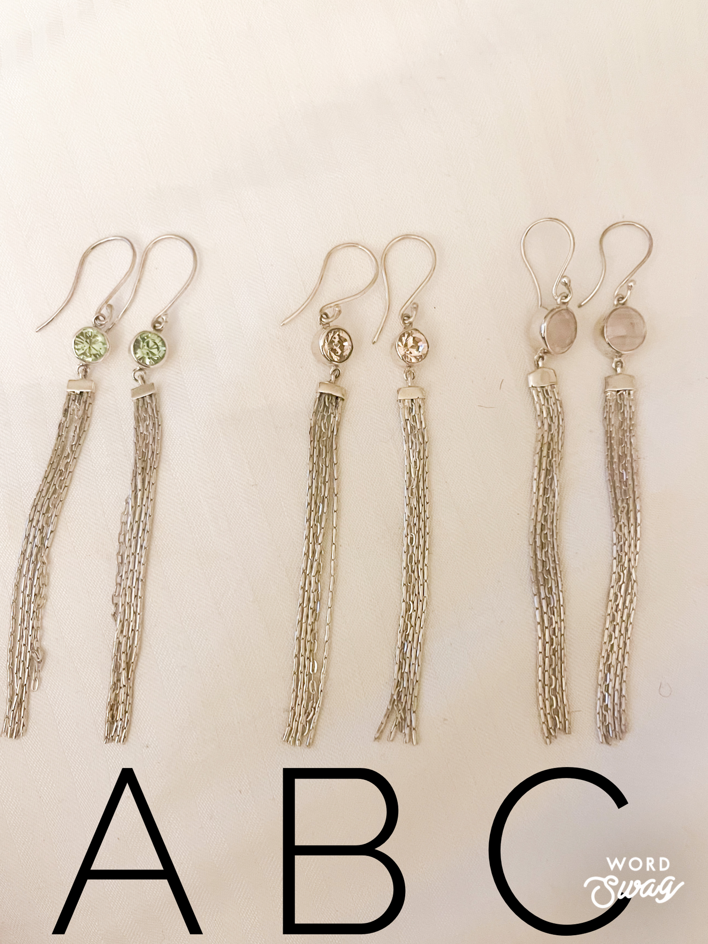 Silver Dangles Earrings W Stones-Solid Sterling Silver