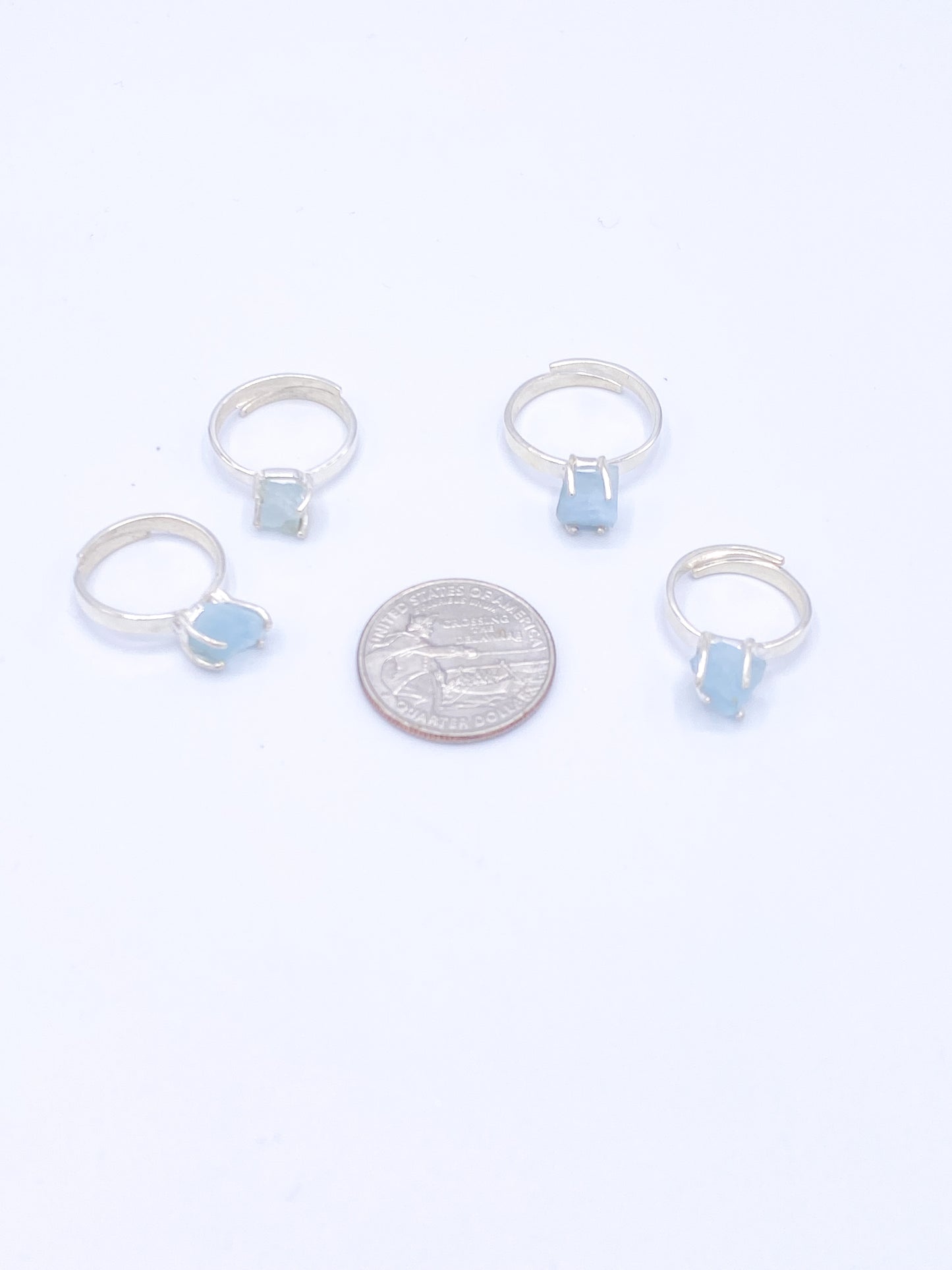 Raw Blue Topaz Adjustable Ring-Solid Sterling Silver