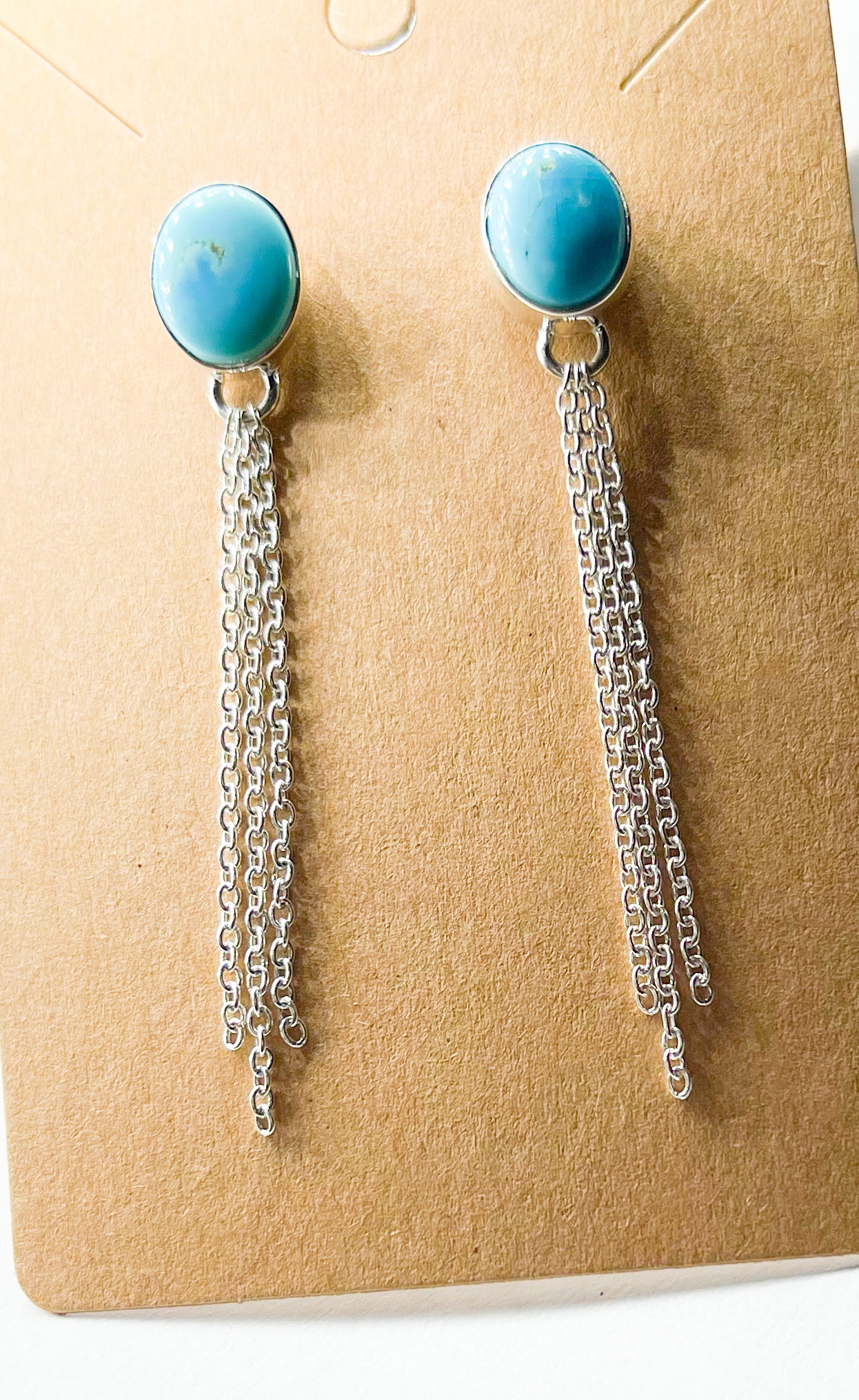 Turquoise Dangles Chain Link-Solid Sterling Silver