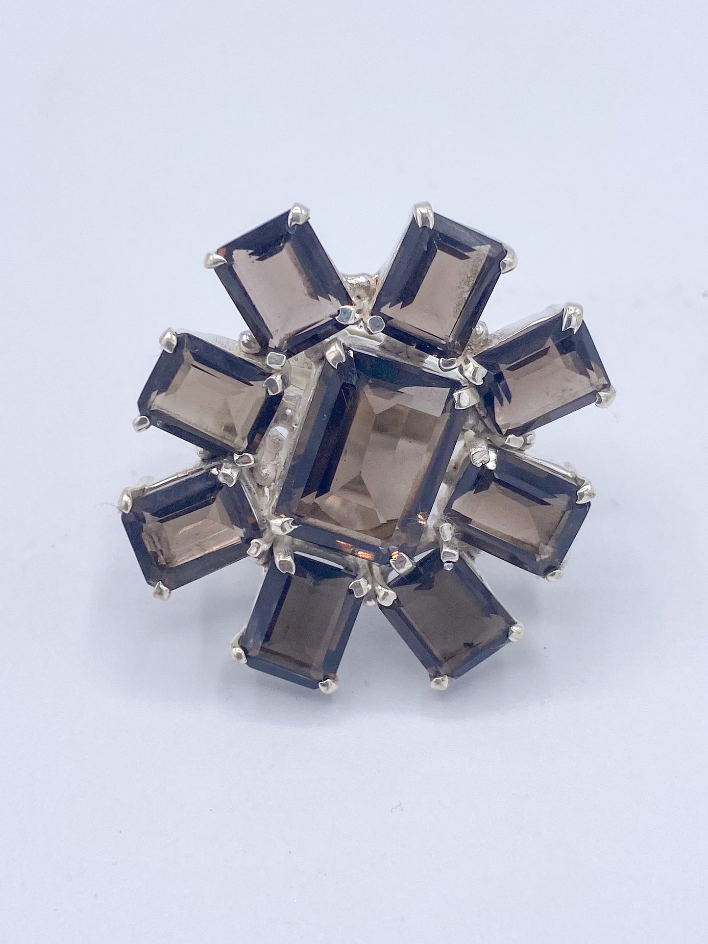 Smokey Quartz Statement Ring -Solid Sterling Silver