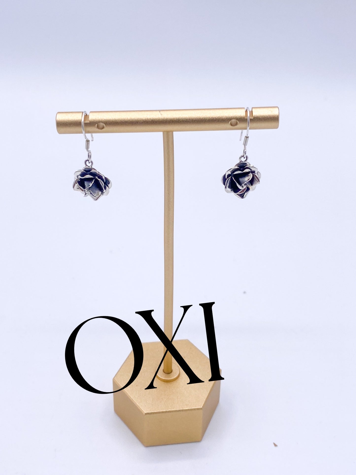 Dangle Rose Earrings-Solid Sterling Silver