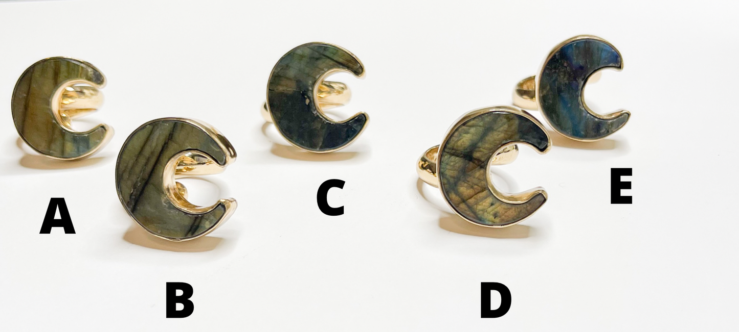 Labradorite Moon Adjustable Ring- Alchemia
