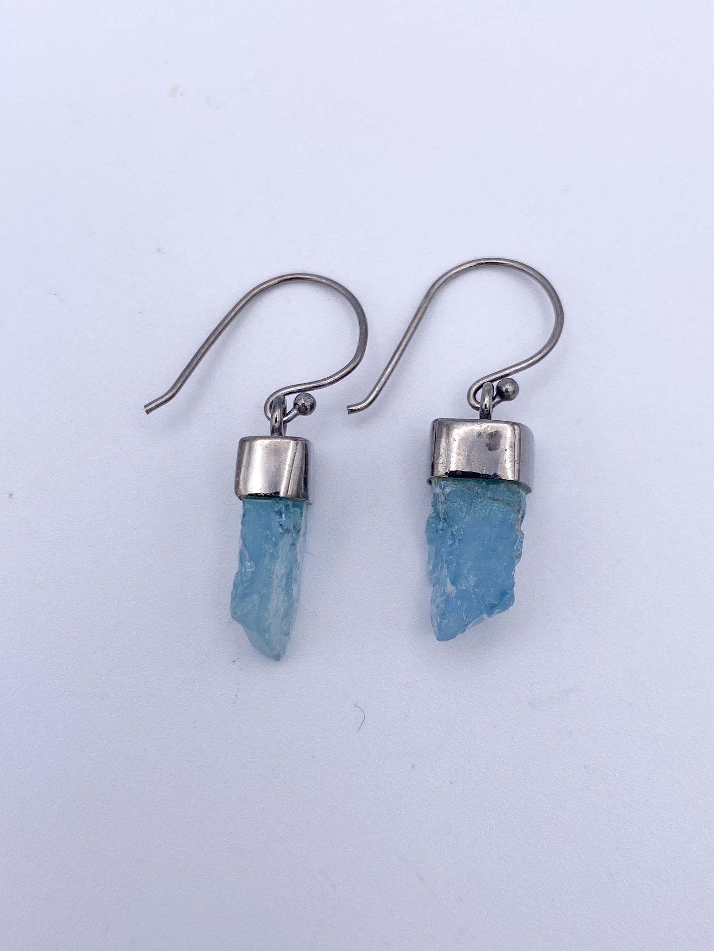 Freeform Aquamarine Dangles-Solid Sterling Silver