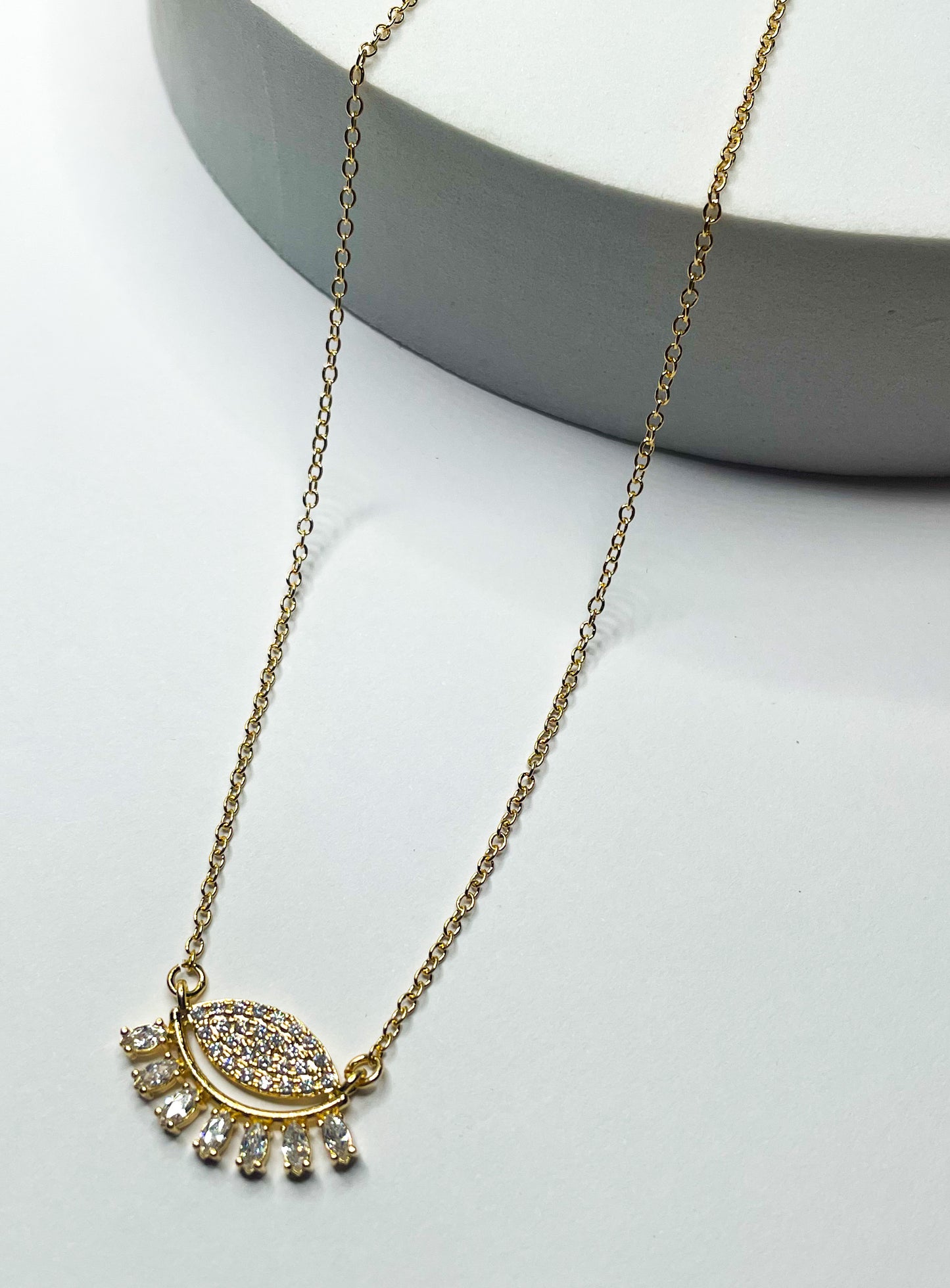 Evil Eye W Cz Necklace-18k Gold Filled