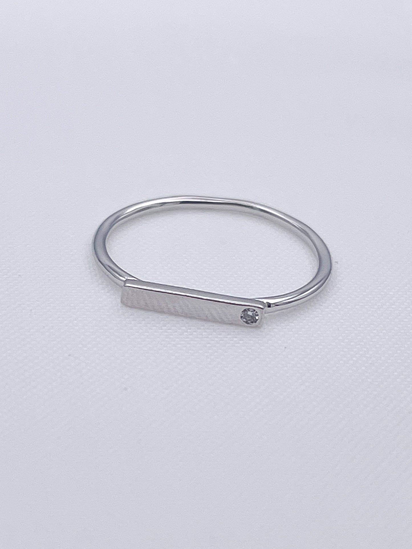 Minimalist CZ Bar Ring SIZED - Solid Sterling Silver