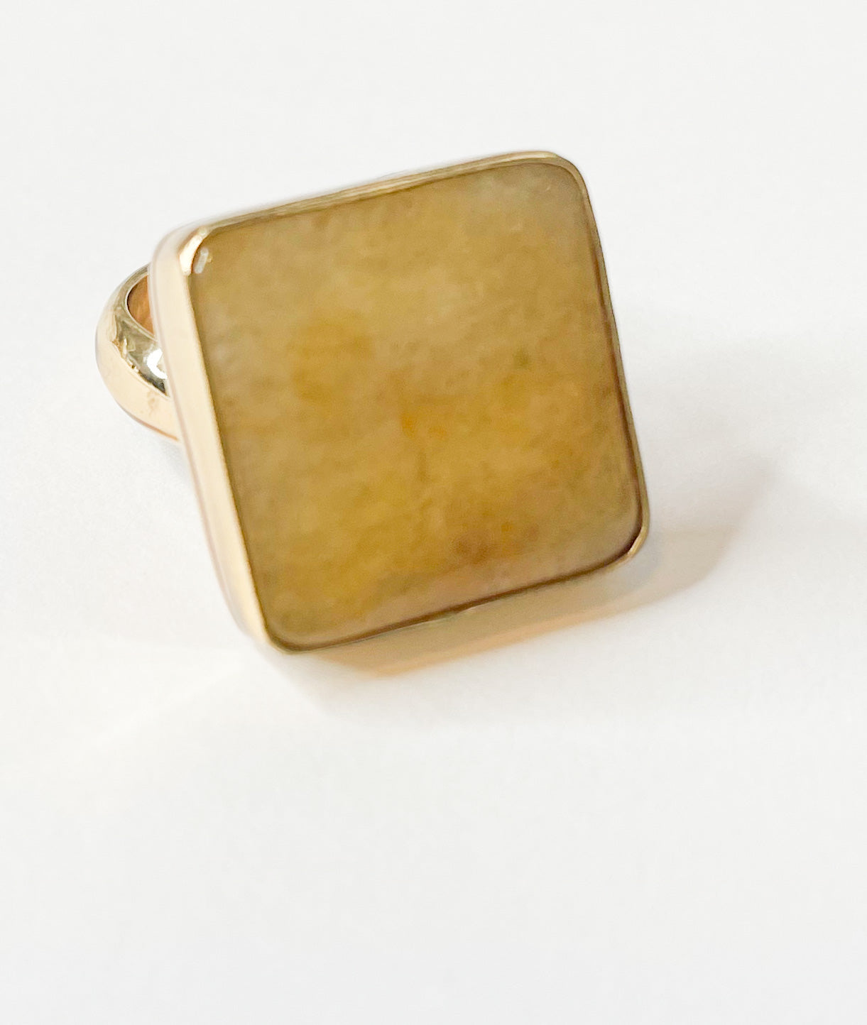 Yellow Jade Square Adjustable Ring - Alchemia