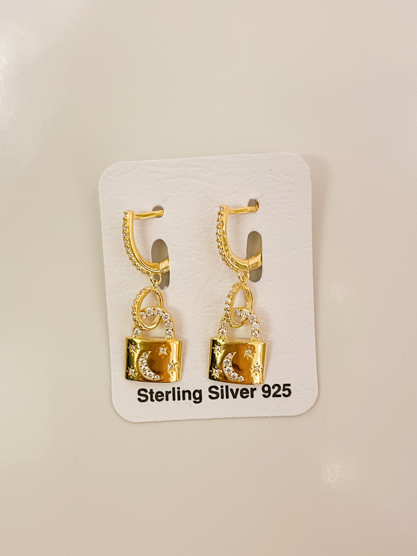 Lock W Moon Huggies-Solid Sterling Silver