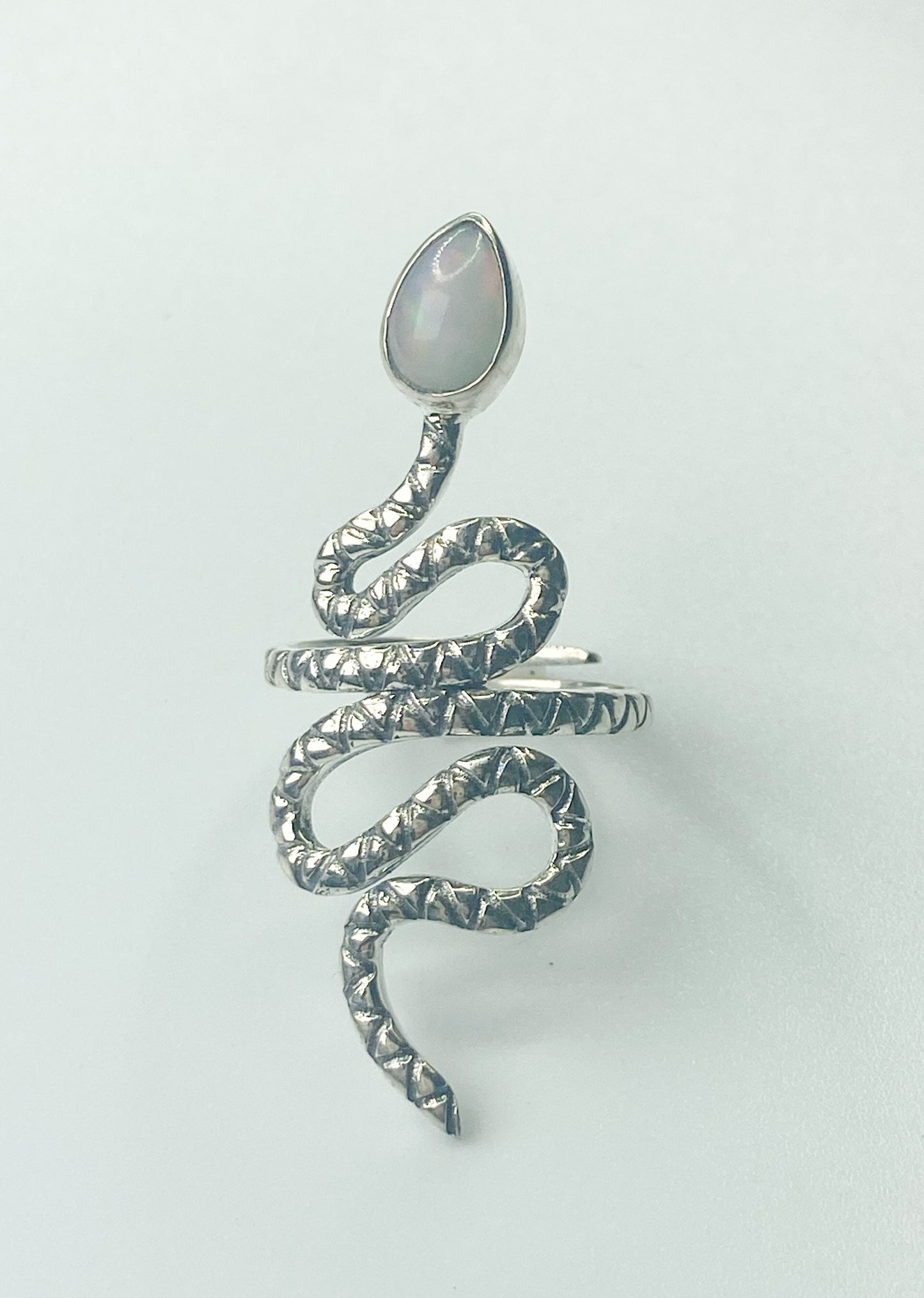 Ethiopian Opal Snake Ring- Solid Sterling Silver