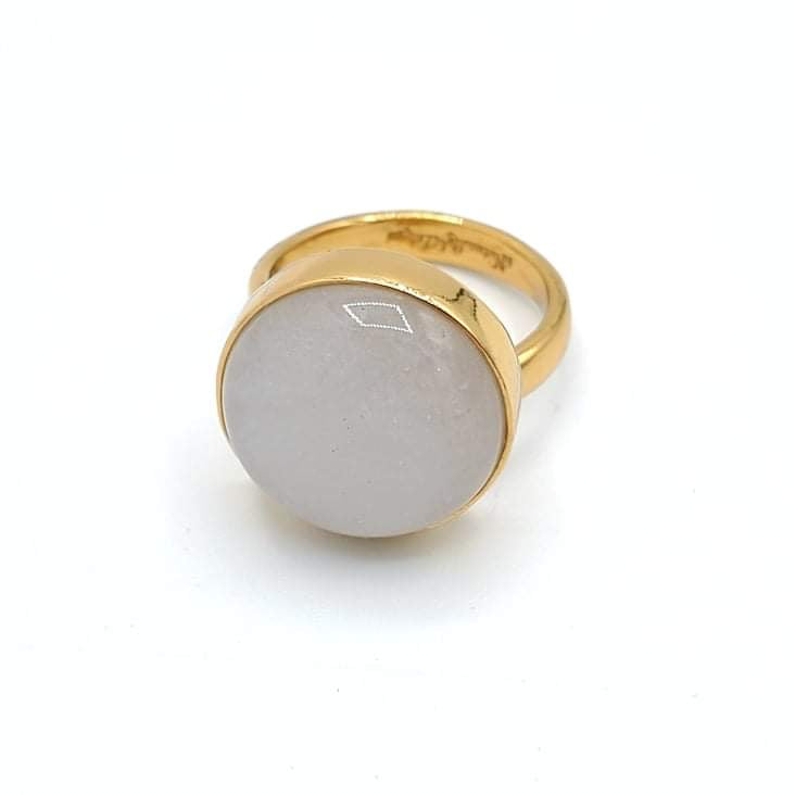 Moonstone Polka Dot Adjustable Ring - Alchemia