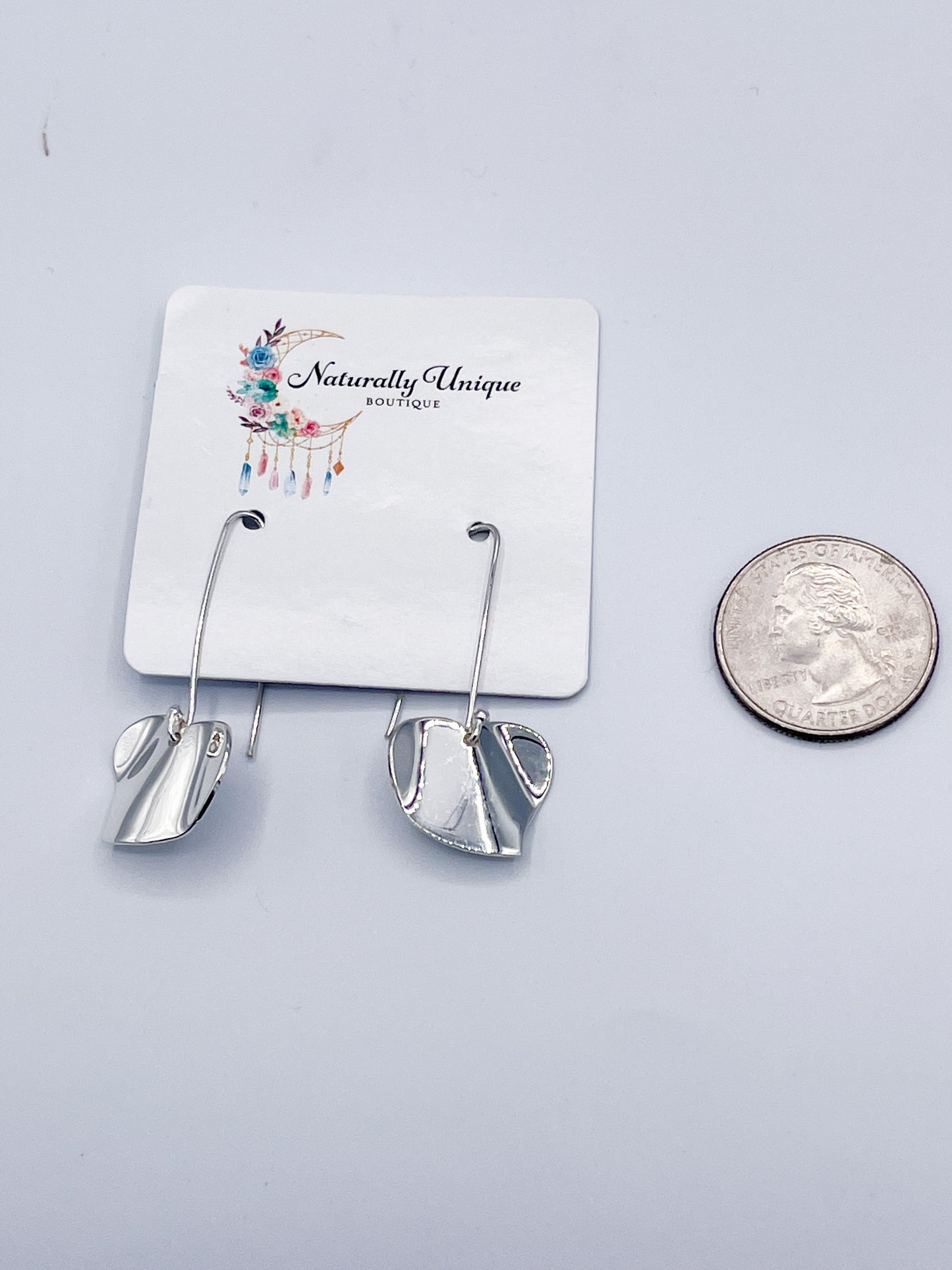 Wavy Solid Heart Dangles - Solid Sterling Silver