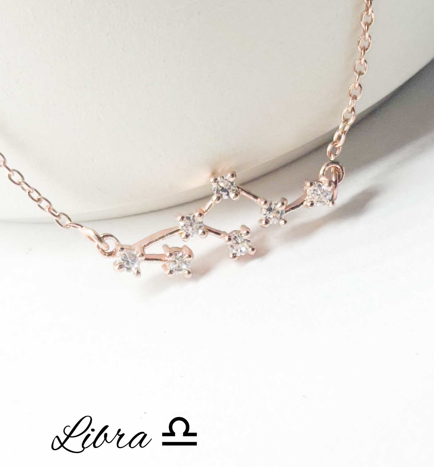 Libra Zodiac Necklace-Rose Gold Constellation