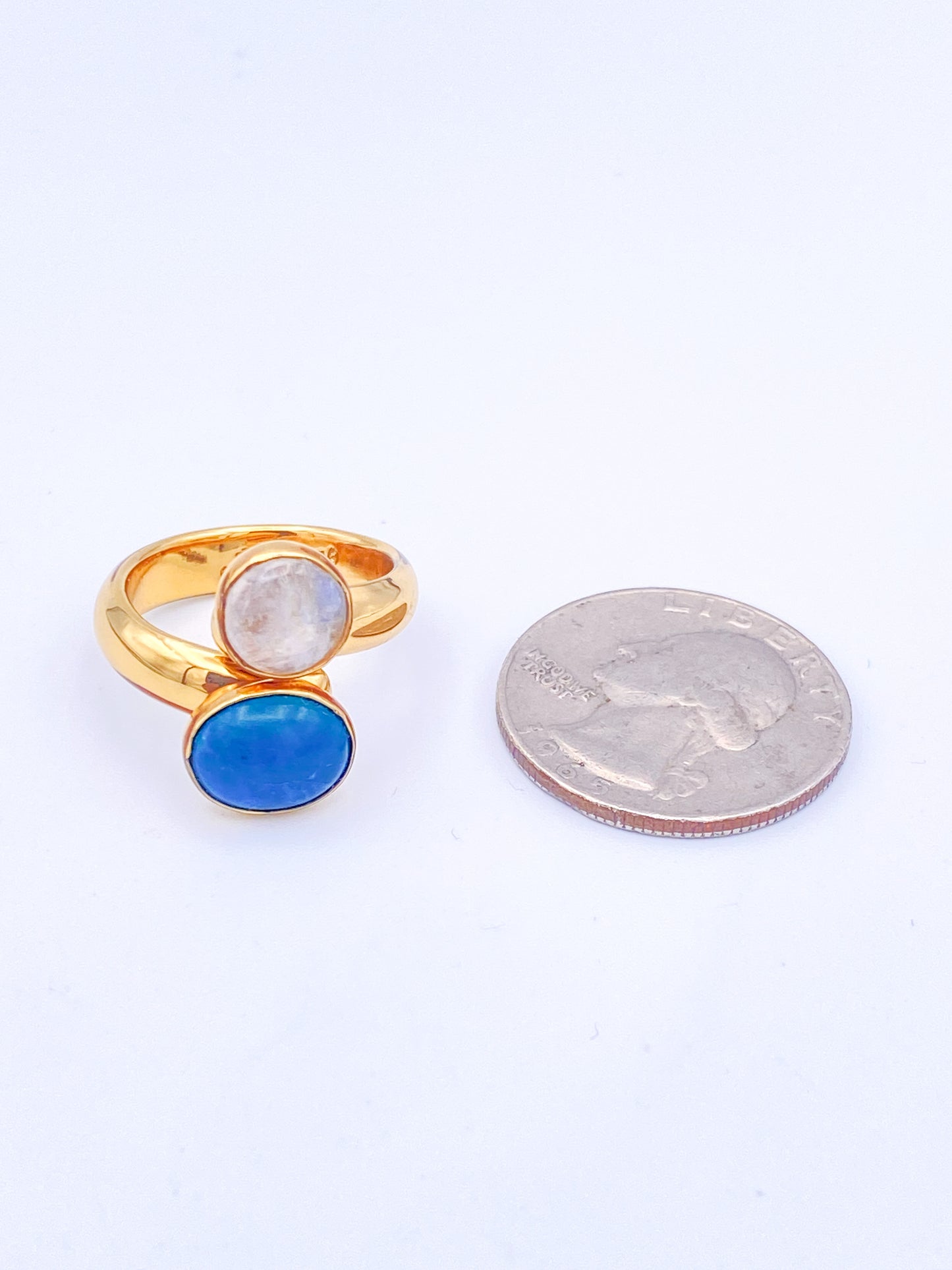 Chrysocolla Moonstone Adjustable Bypass Ring - Alchemia
