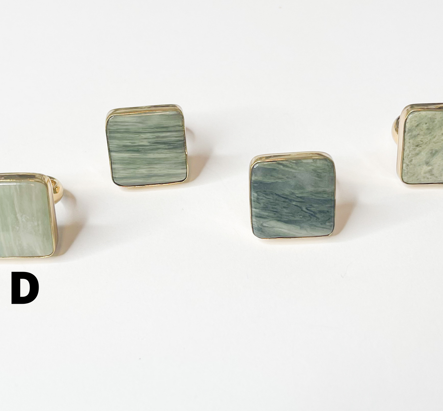 Green Jasper Square Adjustable Ring- Alchemia