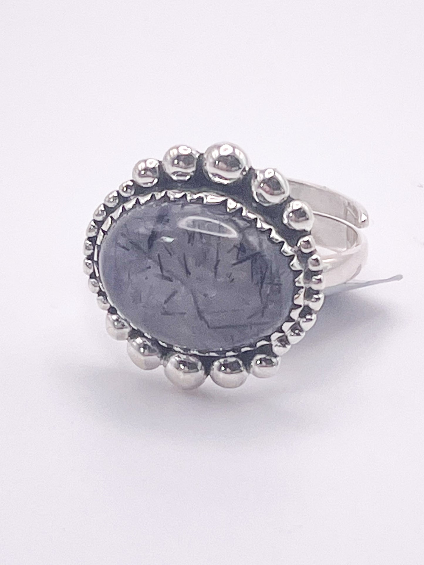 Black Rutilated Quartz Ring-Solid Sterling Silver