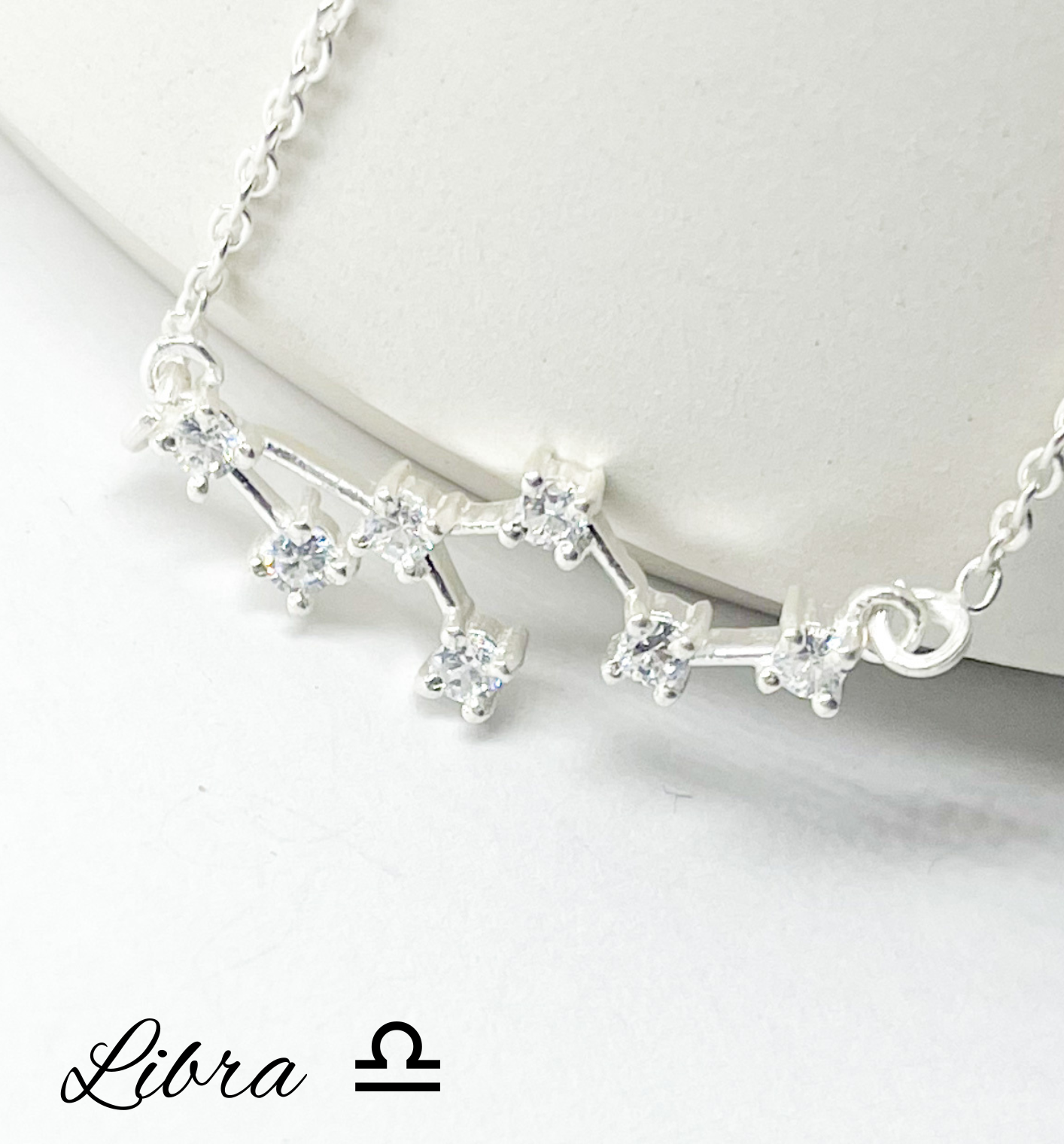 Libra Zodiac Necklace-Silver Constellation