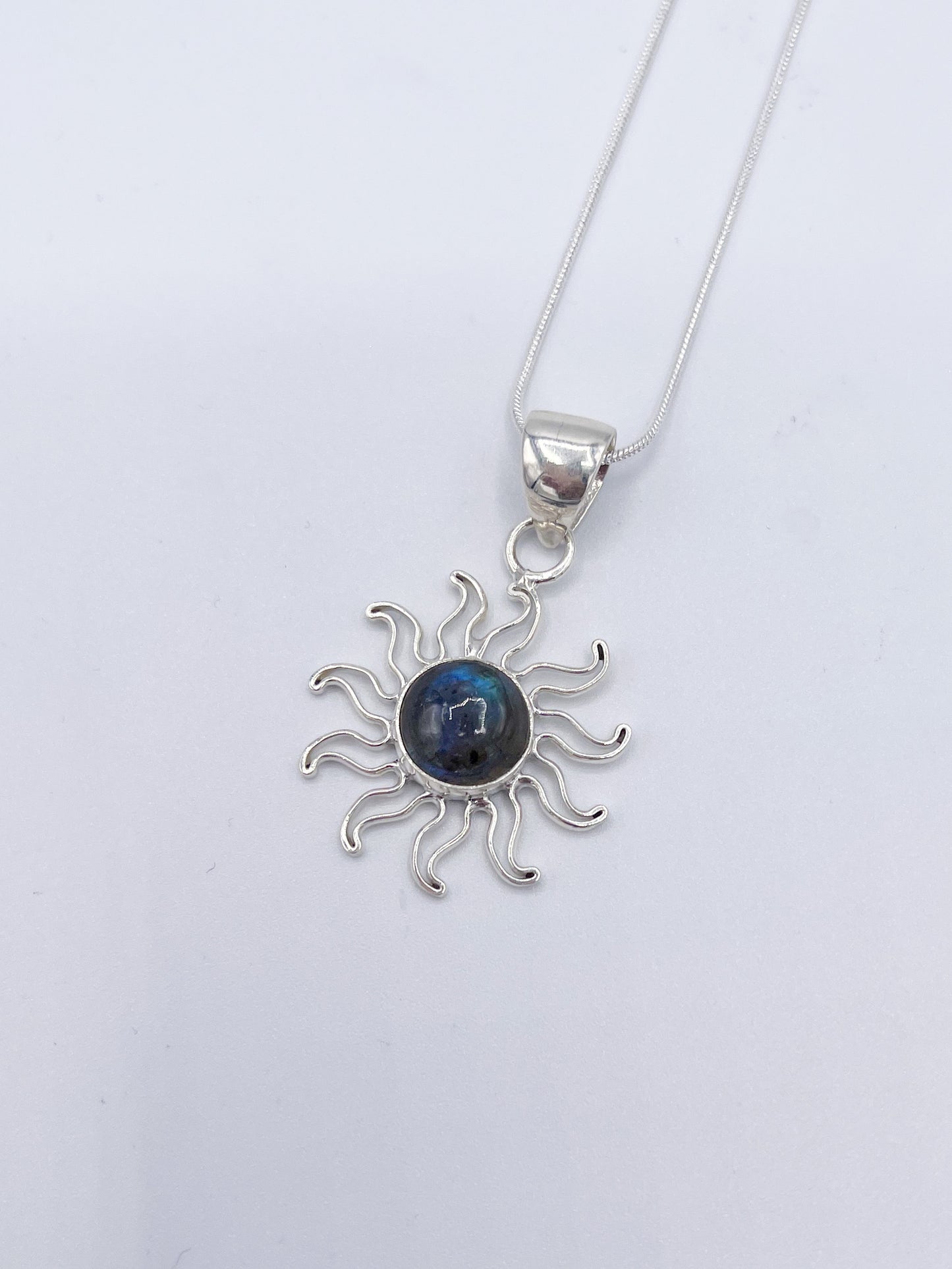 Labradorite Sun Pendant-Solid Sterling Silver