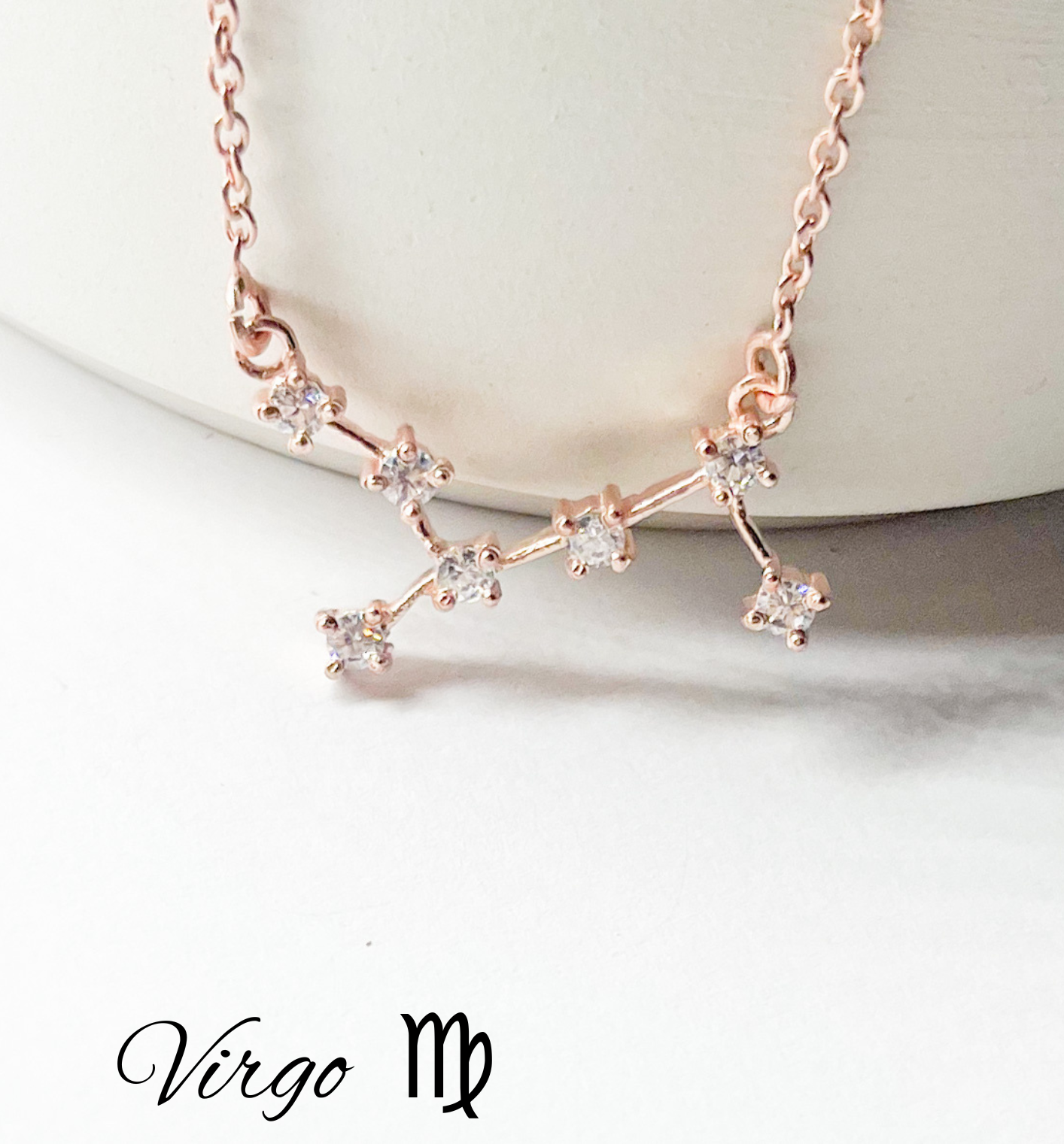 Virgo Zodiac Necklace-Rose Constellation