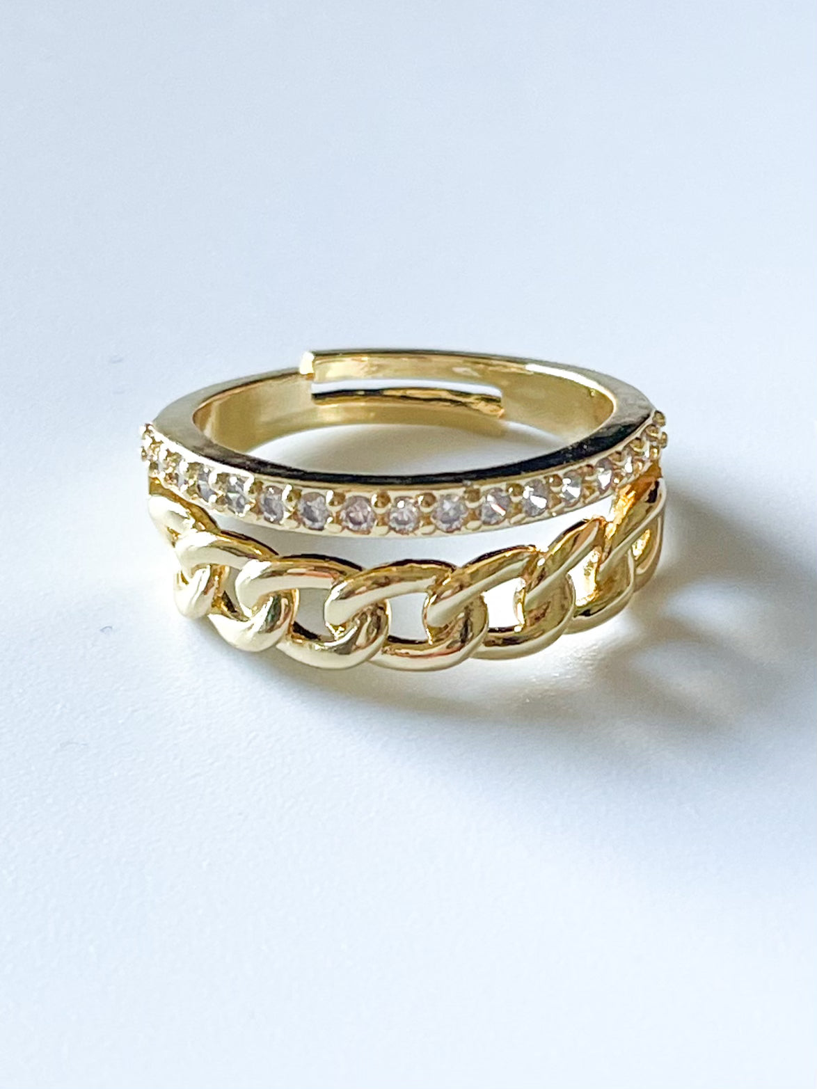 Double Band W CZ-18k Gold Filled