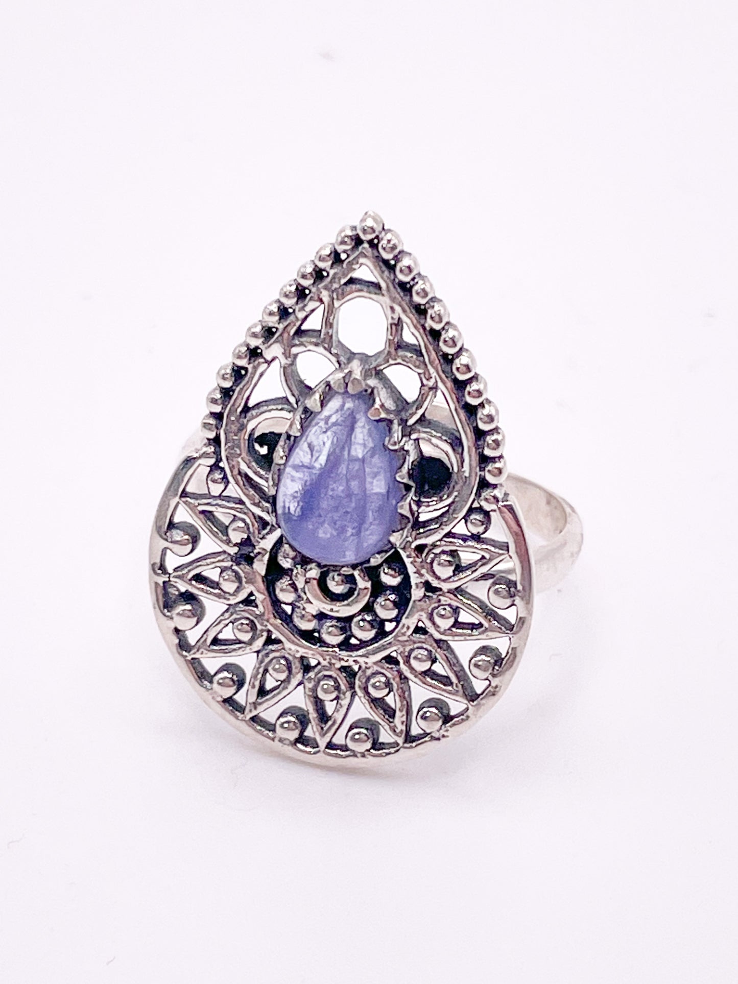Tanzanite Adjustable Ring-Solid Sterling Silver