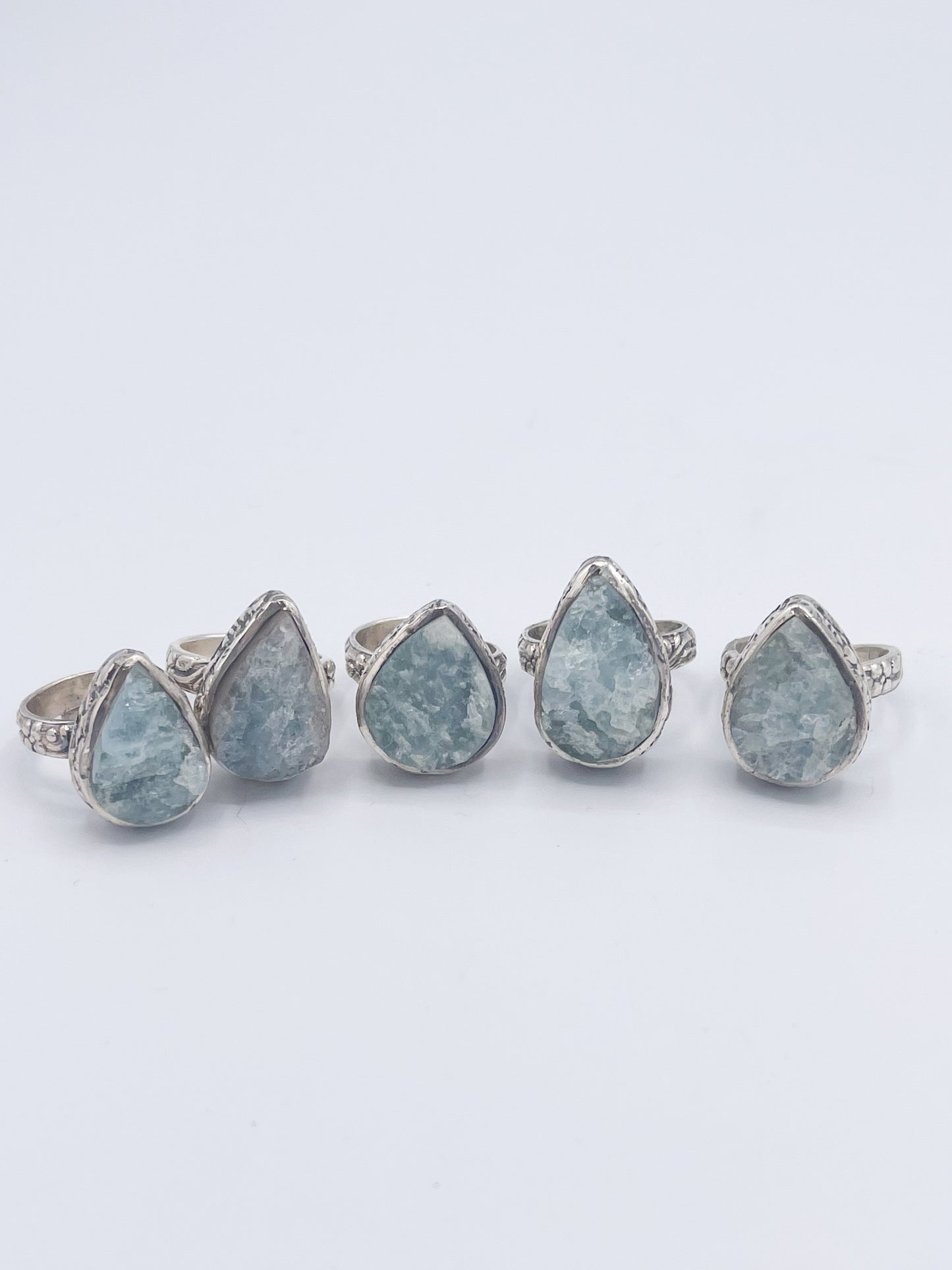 Raw Aquamarine Tear Drop Shop Adjustable Ring