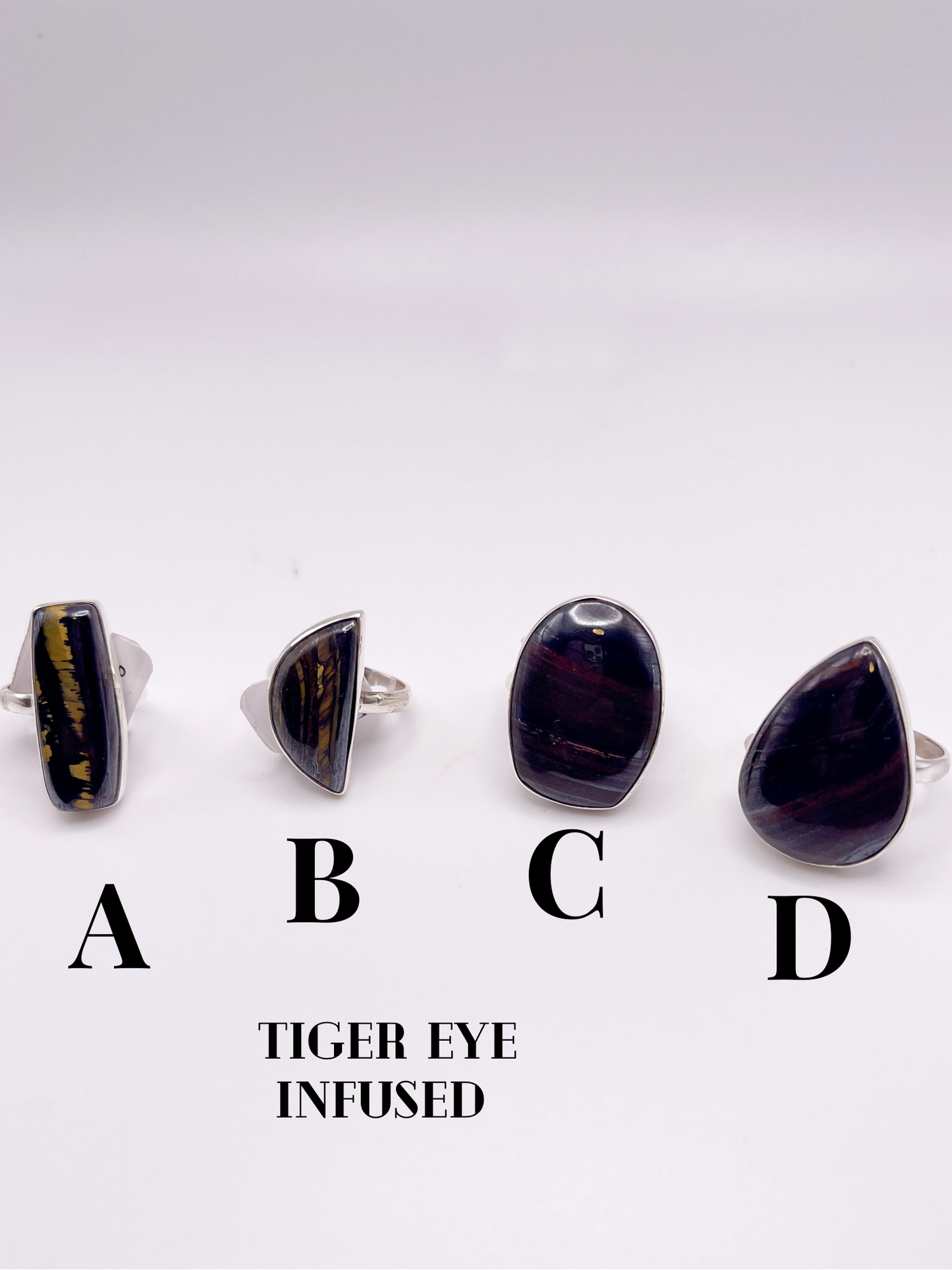 Iron Infused Tiger Eye Rings-Solid Sterling Silver