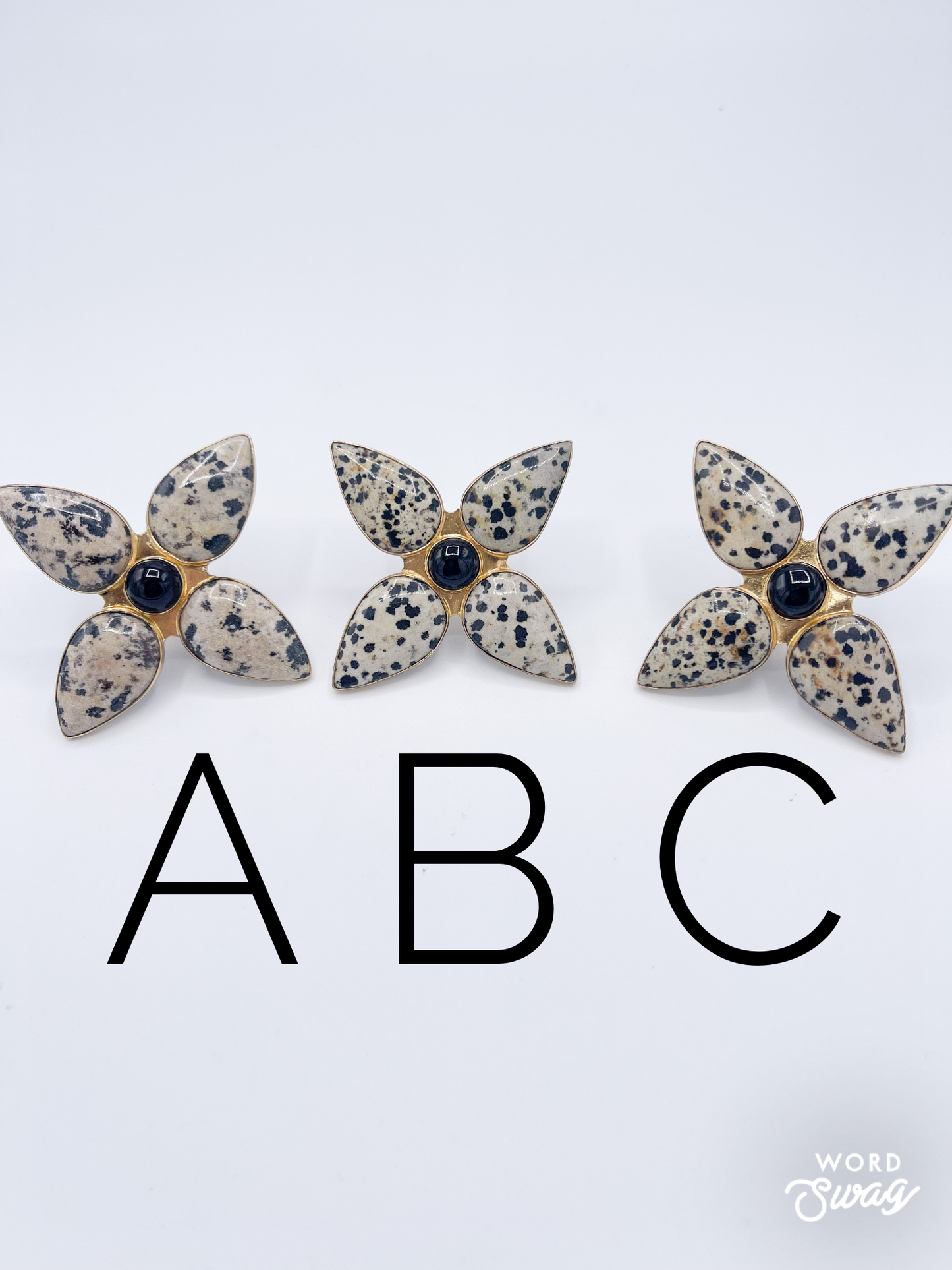Dalmatian jasper & Onyx Statement Rings-alchemia