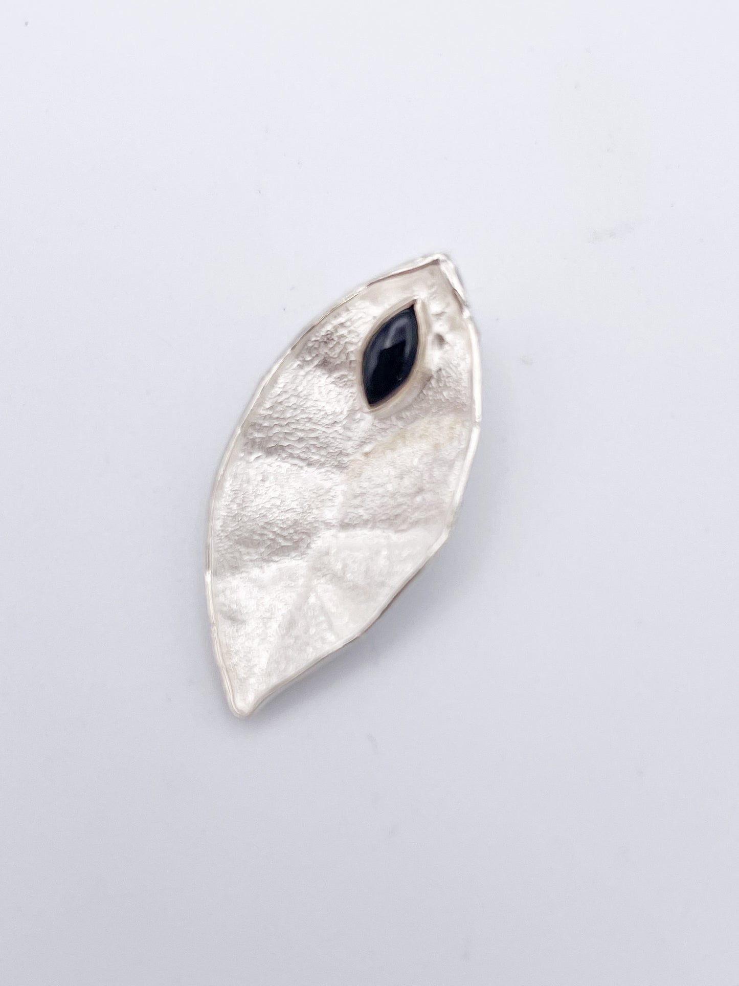 Black Onyx Leaf Pendant-Solid Sterling Silver