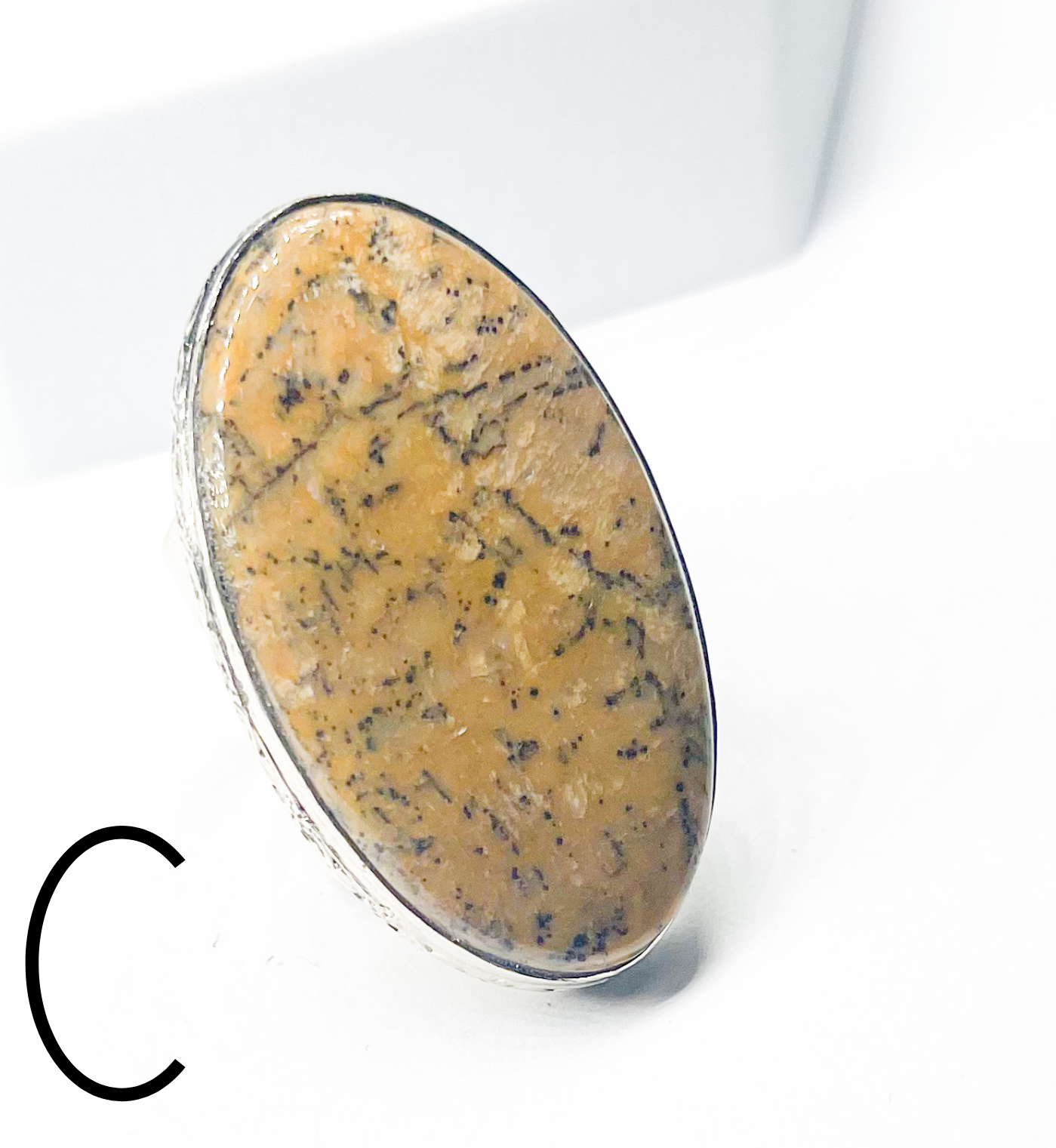 Peanut Jasper Flex Cuff Statement ring-Solid Sterling Silver