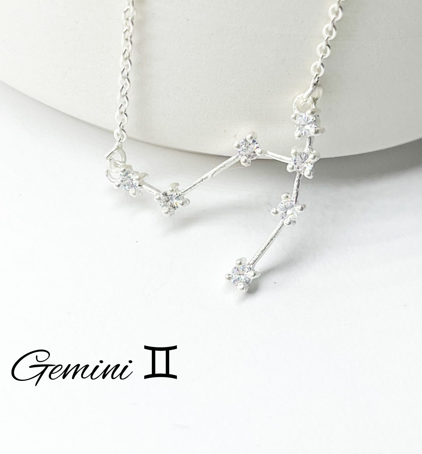 Gemini Zodiac Necklace-Silver Constellation