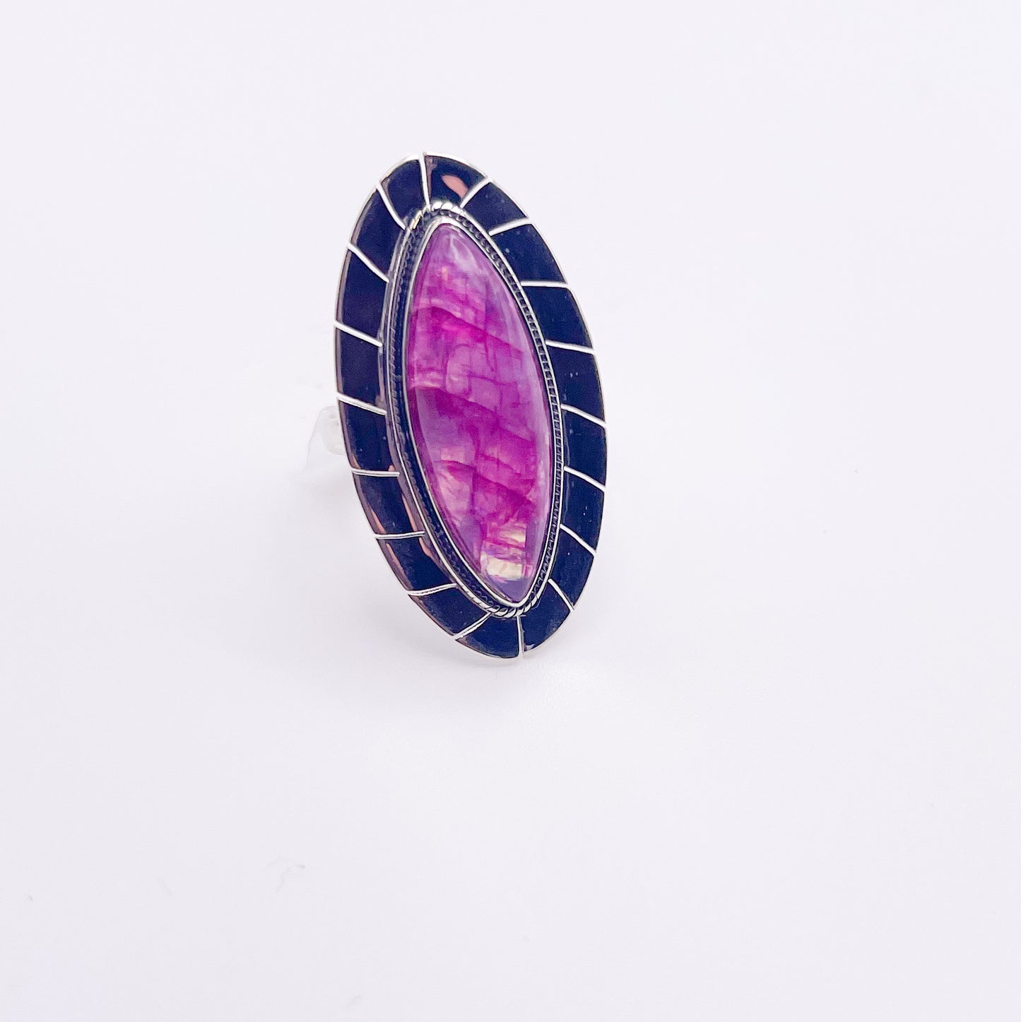Pink Moonstone with Detailed Edge-Solid Sterling Silver