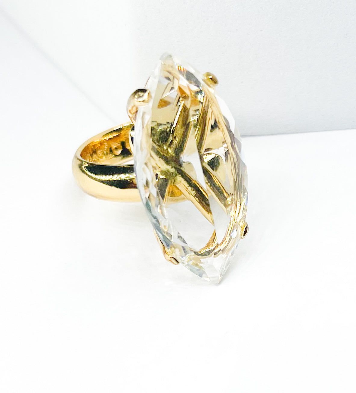 Clear Quartz Marquee Cut Prong Ring-Alchemia
