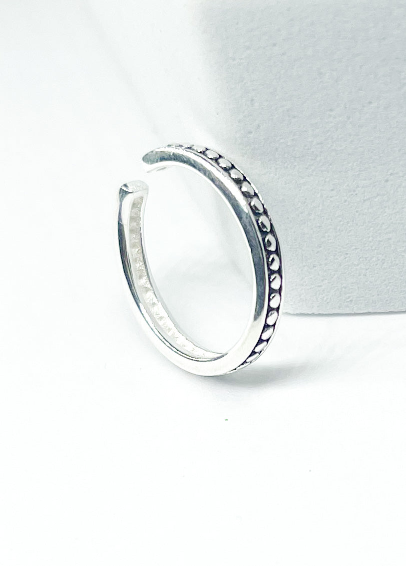 Thick Boho Midi Ring - Solid Sterling Silver
