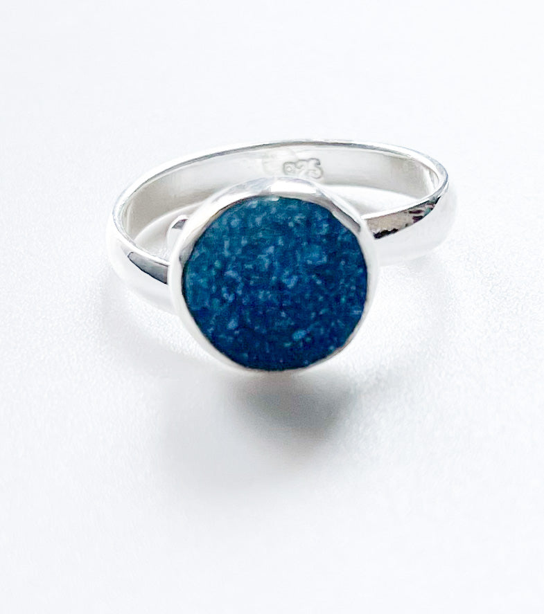 Dainty BLUE Druzy Ring- Sterling Silver