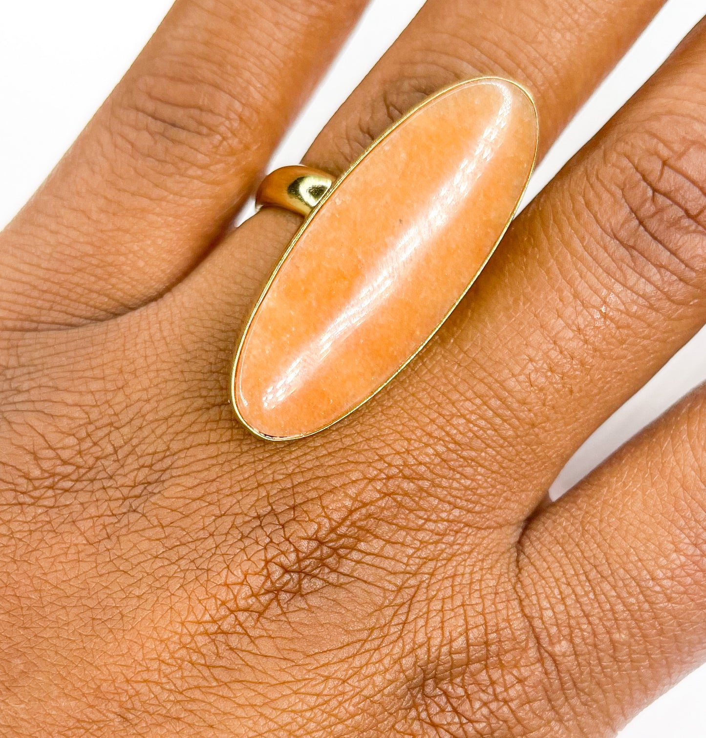 Oval Faceted Sun Stone Ring-Alchemia