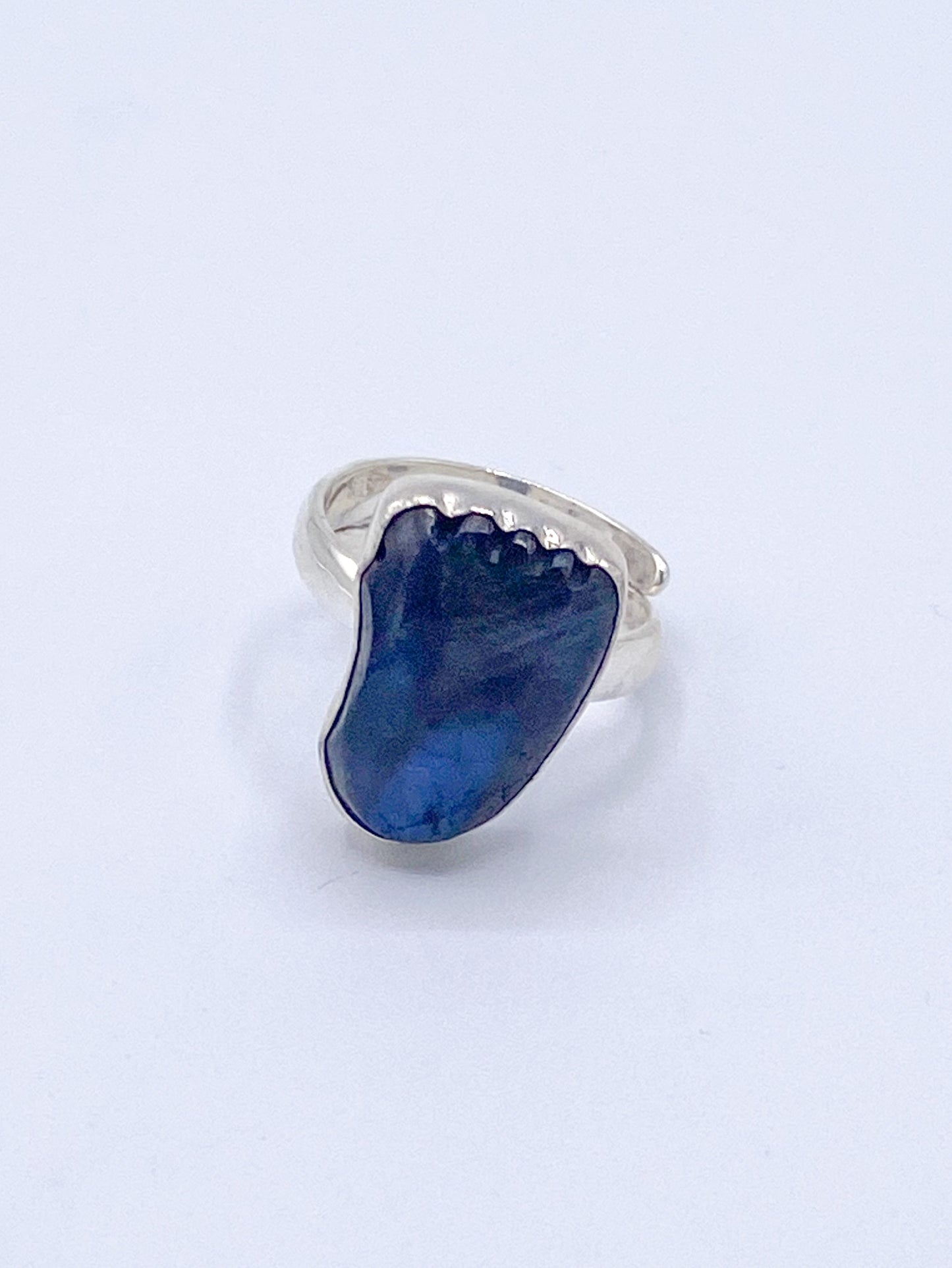 Labradorite Dainty Baby's Foot Ring- Solid Sterling Silver