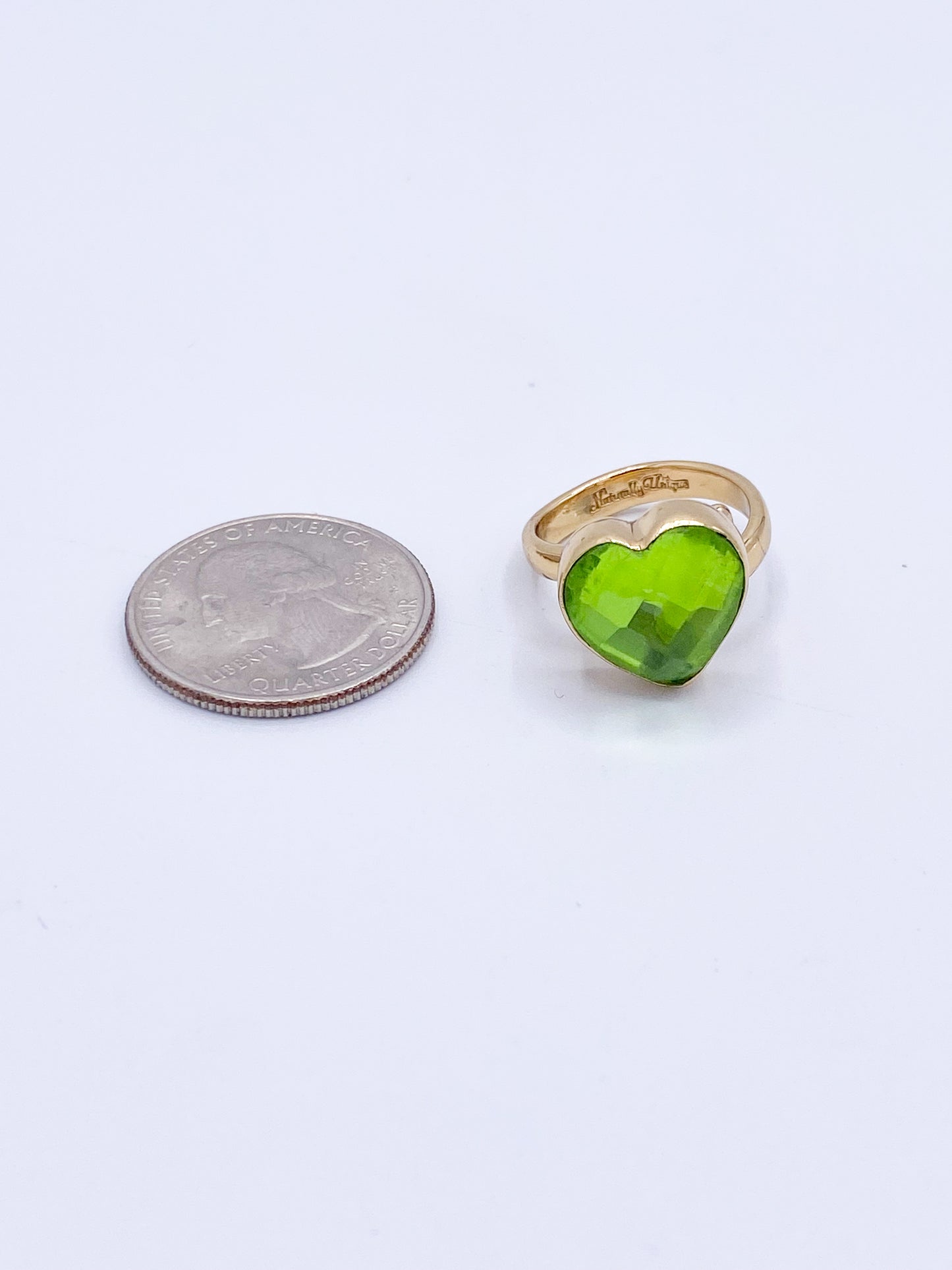 Green Resin Heart Adjustable Ring - Alchemia