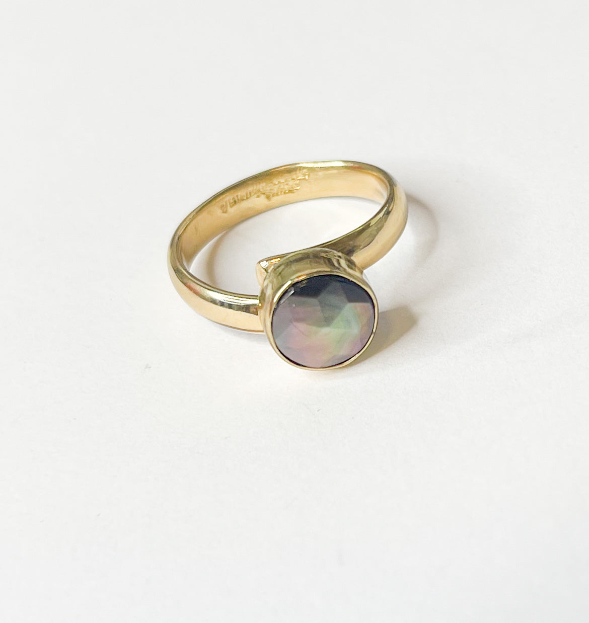 Dainty Silver Mother of Pearl Adjustable Ring -Alchemia
