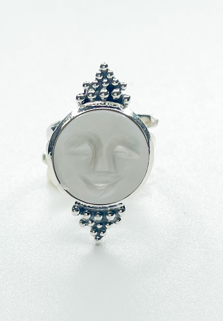 Moon Face Ring-Solid Sterling Silver