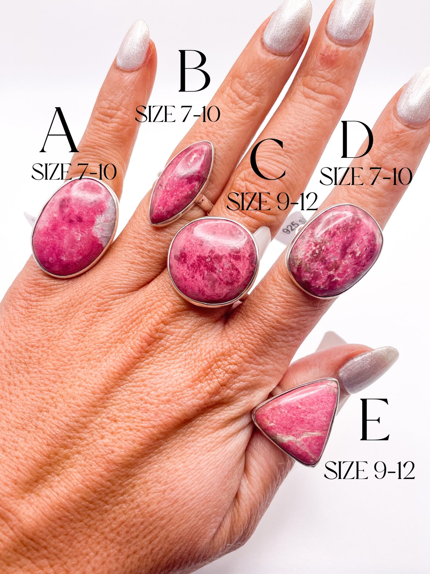Russian Thulite Stone Ring - Solid Sterling Silver