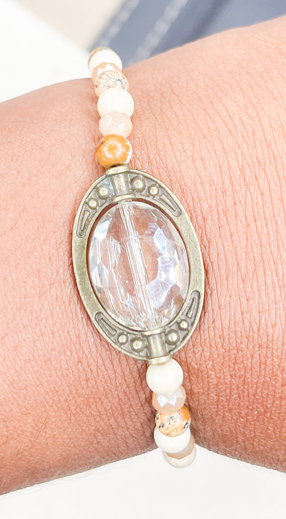 River stone Jasper Galaxy Crystal Stretch Bracelet - Dainty Grunge