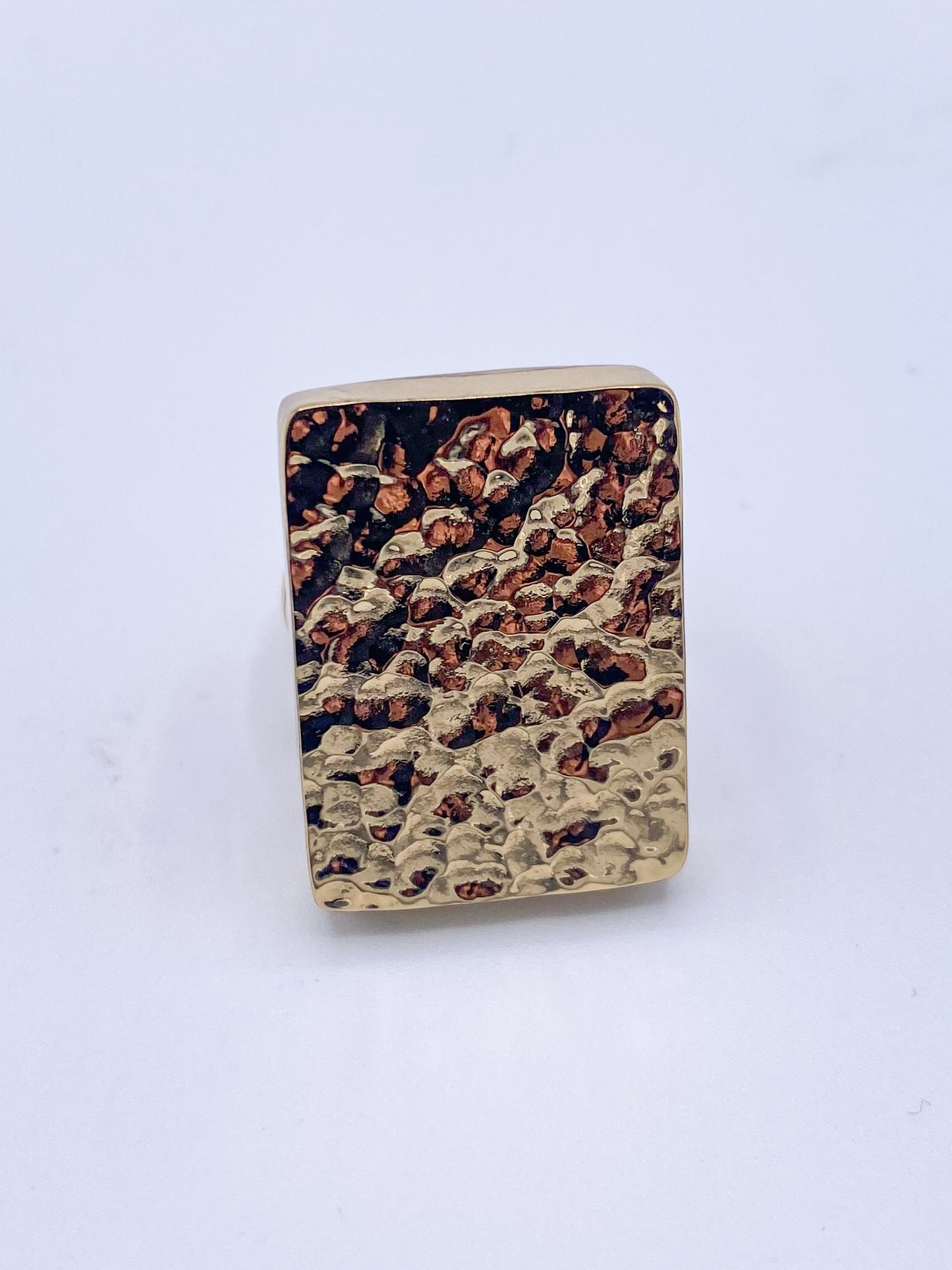 Solid Rectangle Hammered Adjustable Ring-Alchemia