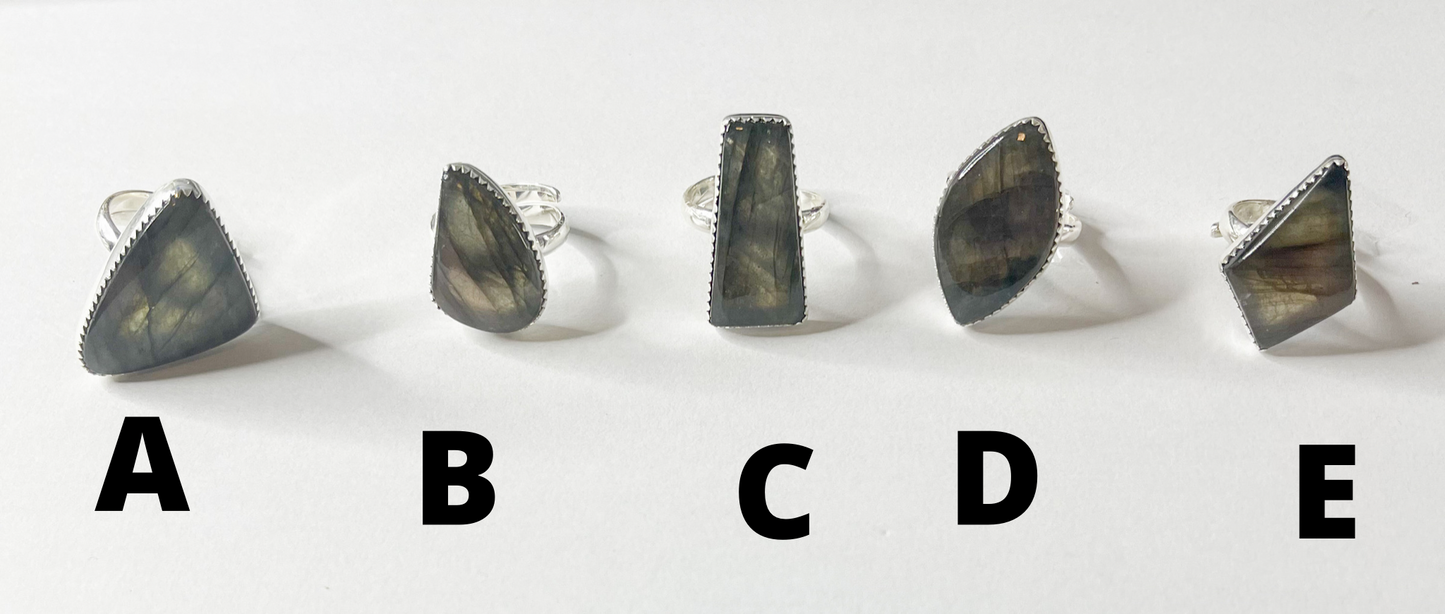 Labradorite Ring Mix-Solid Sterling Silver