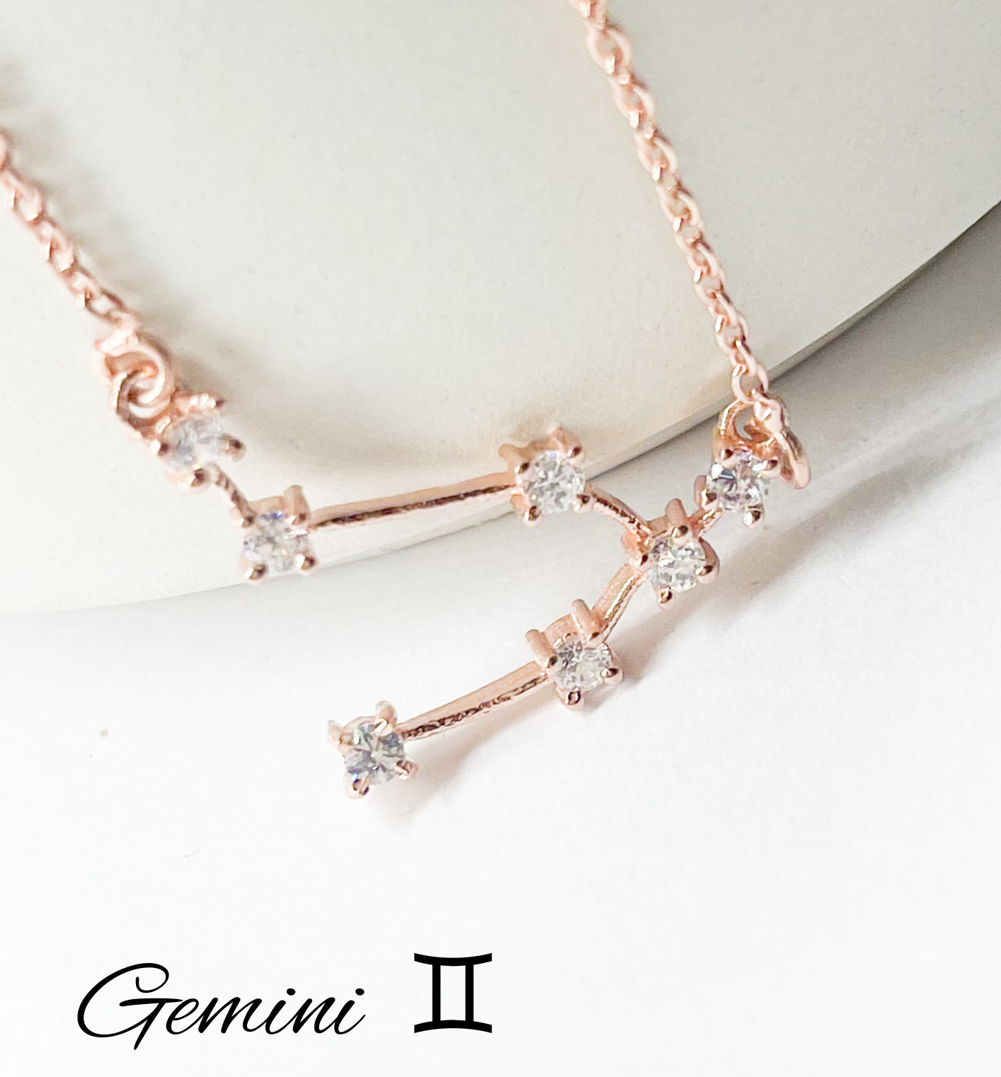 Gemini Zodiac Necklace-Rose Constellation
